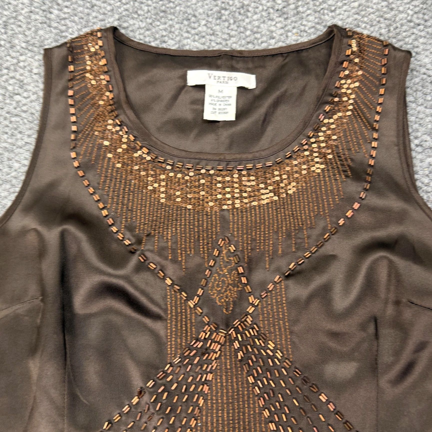 Vintage VINTAGE Vertigo Paris Dress Womens M Beaded Sequin Gatsby Art Deco Shift Party Size M / US 6-8 / IT 42-44 - 2 Thumbnail