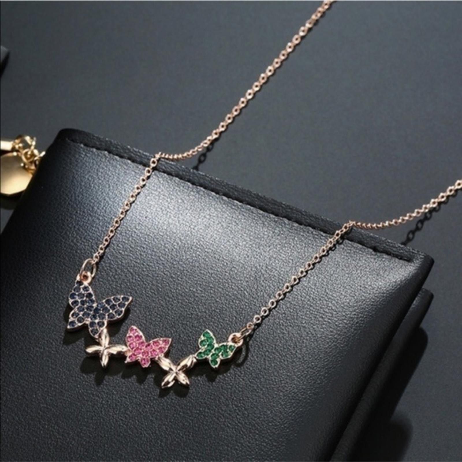 Designer Butterfly Crystal Pendant Necklace Size ONE SIZE - 1 Thumbnail