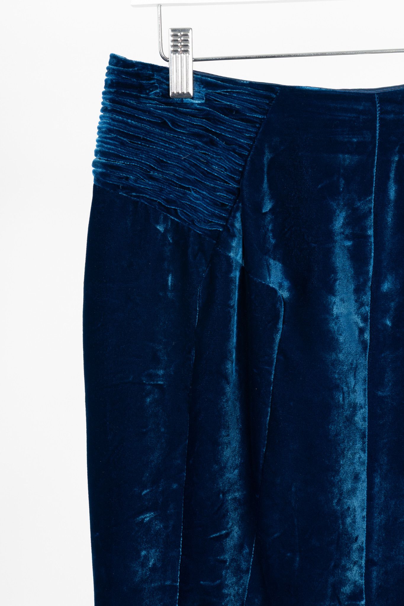 Tom Ford Tom Ford AW11 Blue Velvet Pleated Flared-Hem Skirt Size 32" / US 10 / IT 46 - 4 Thumbnail