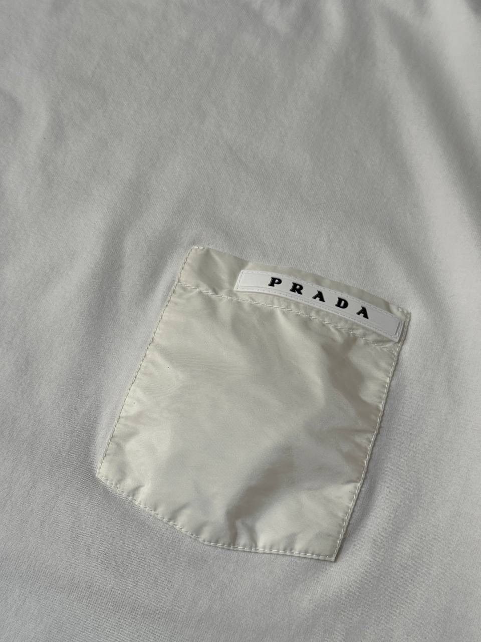 Prada Prada White Nylon Pocket Logo Crew Neck T Shirt Size US L / EU 52-54 / 3 - 2 Thumbnail