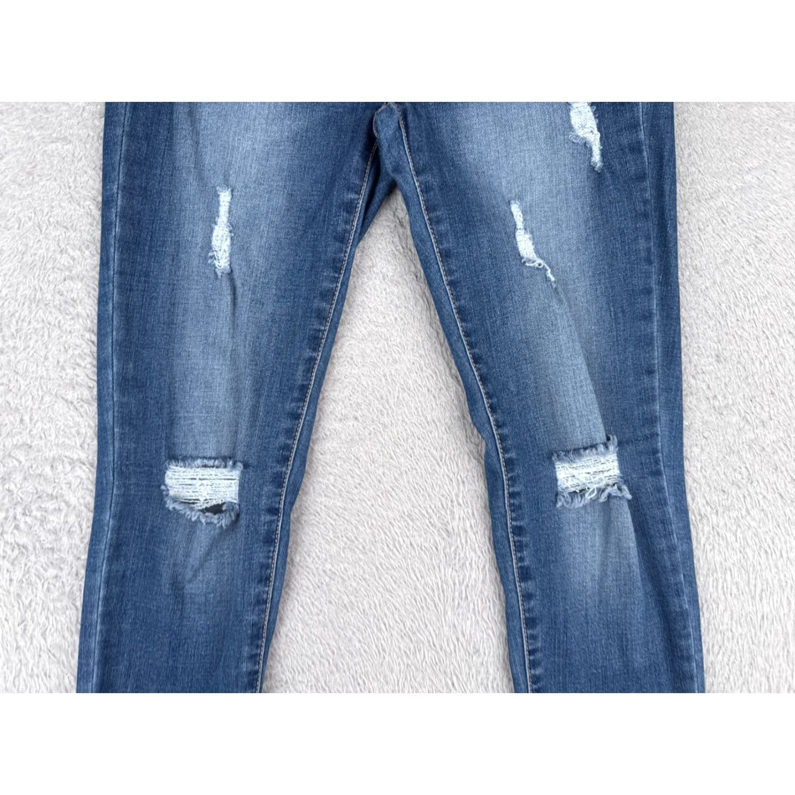 Vintage Wax Jeans Juniors Blue Denim Skinny Mid Rise 25x28 Womens Jeans 3 Distressed Pockets 5-Pocket Design Cotton Blend Cotton Size 26" / US 2 / IT 38 - 3 Thumbnail
