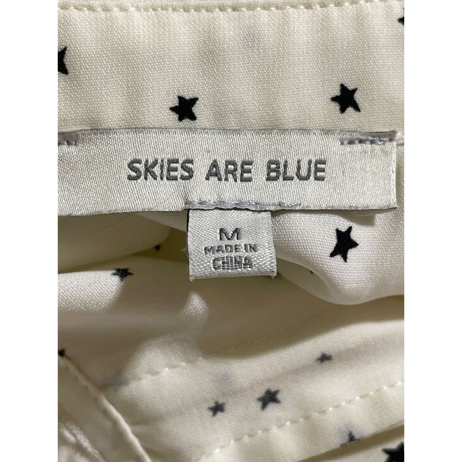 Other Skies are Blue White Star Button Up Roll Tab Sleeves Medium Size M / US 6-8 / IT 42-44 - 5 Thumbnail