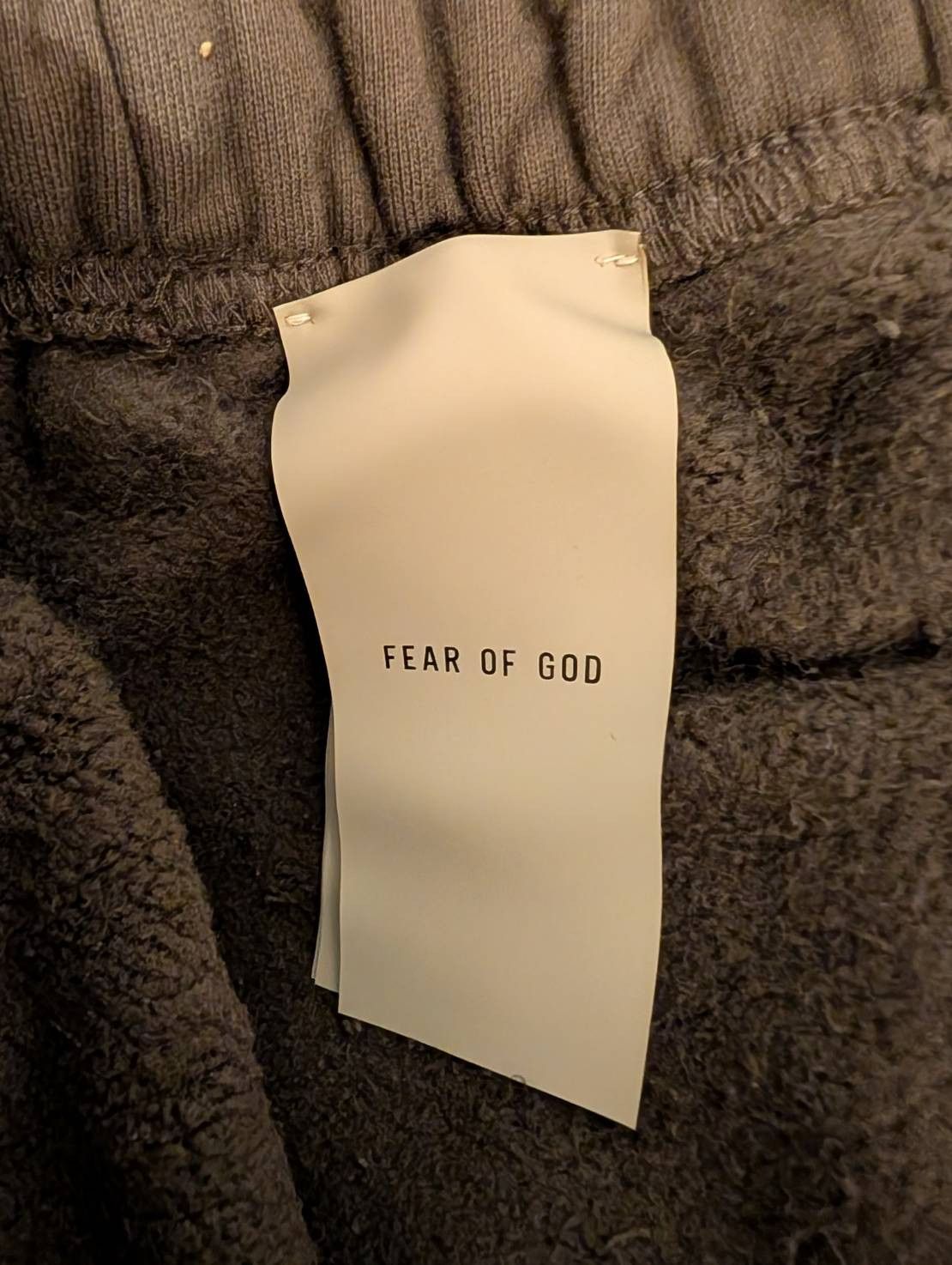 ESSENTIALS Dark Oatmeal Felt Logo Shorts XS