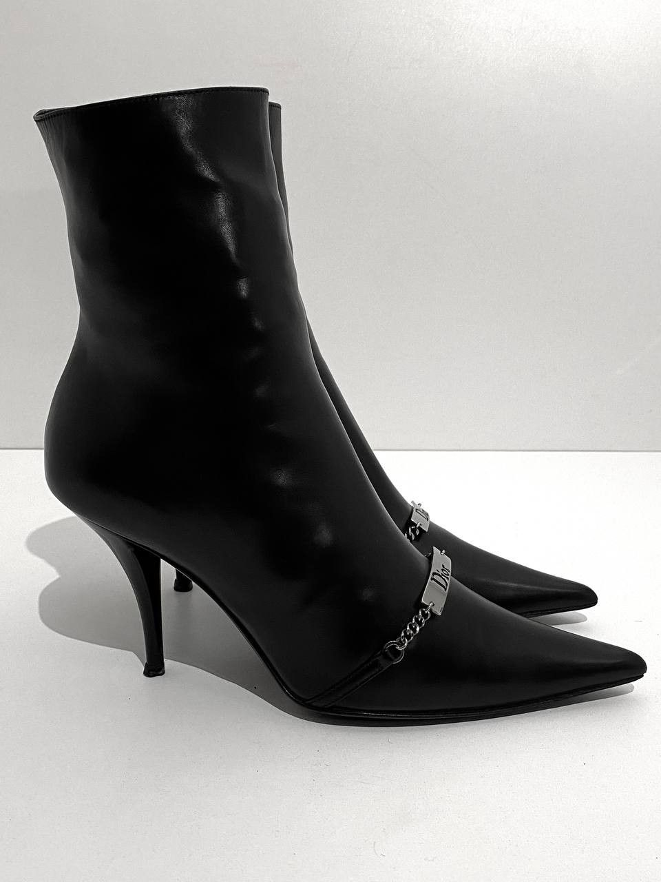 Dior Dior x Galliano Chain Logo Black Leather Archive Boots Y2K Size US 6.5 / IT 36.5 - 5 Thumbnail