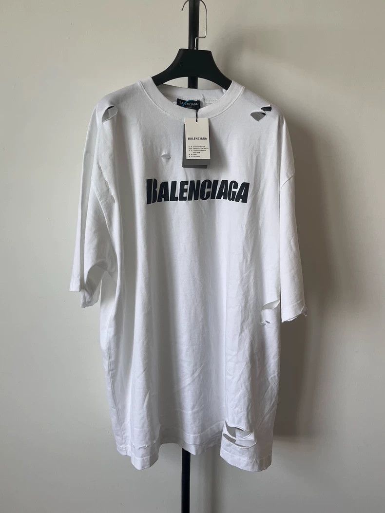 Balenciaga Destroyed Short Sleeve T-Shirt - dmc