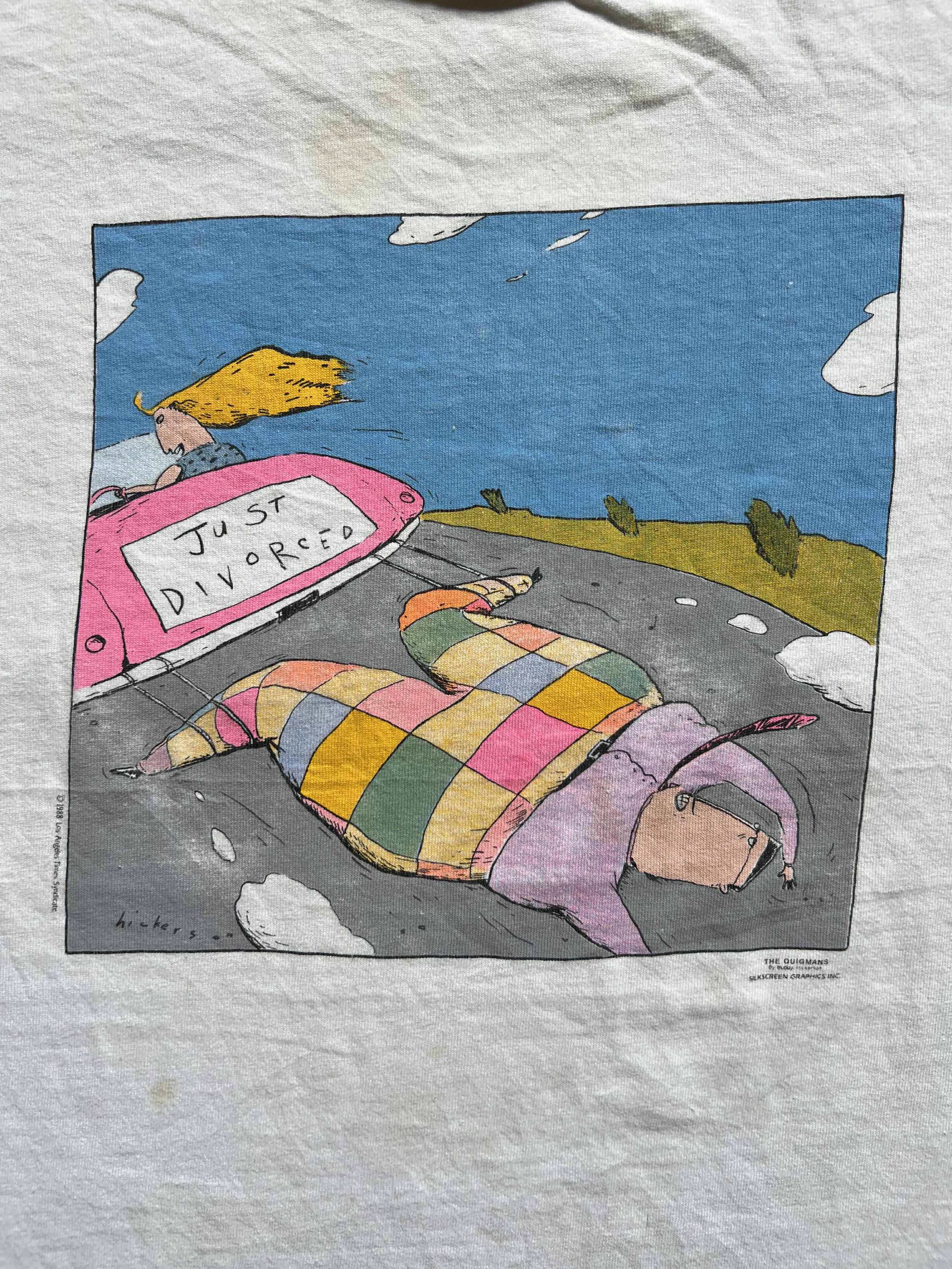 Vintage Vintage 90's "Just Divorced" Quigmans Silkscreen T-Shirt Size US L / EU 52-54 / 3 - 2 Thumbnail