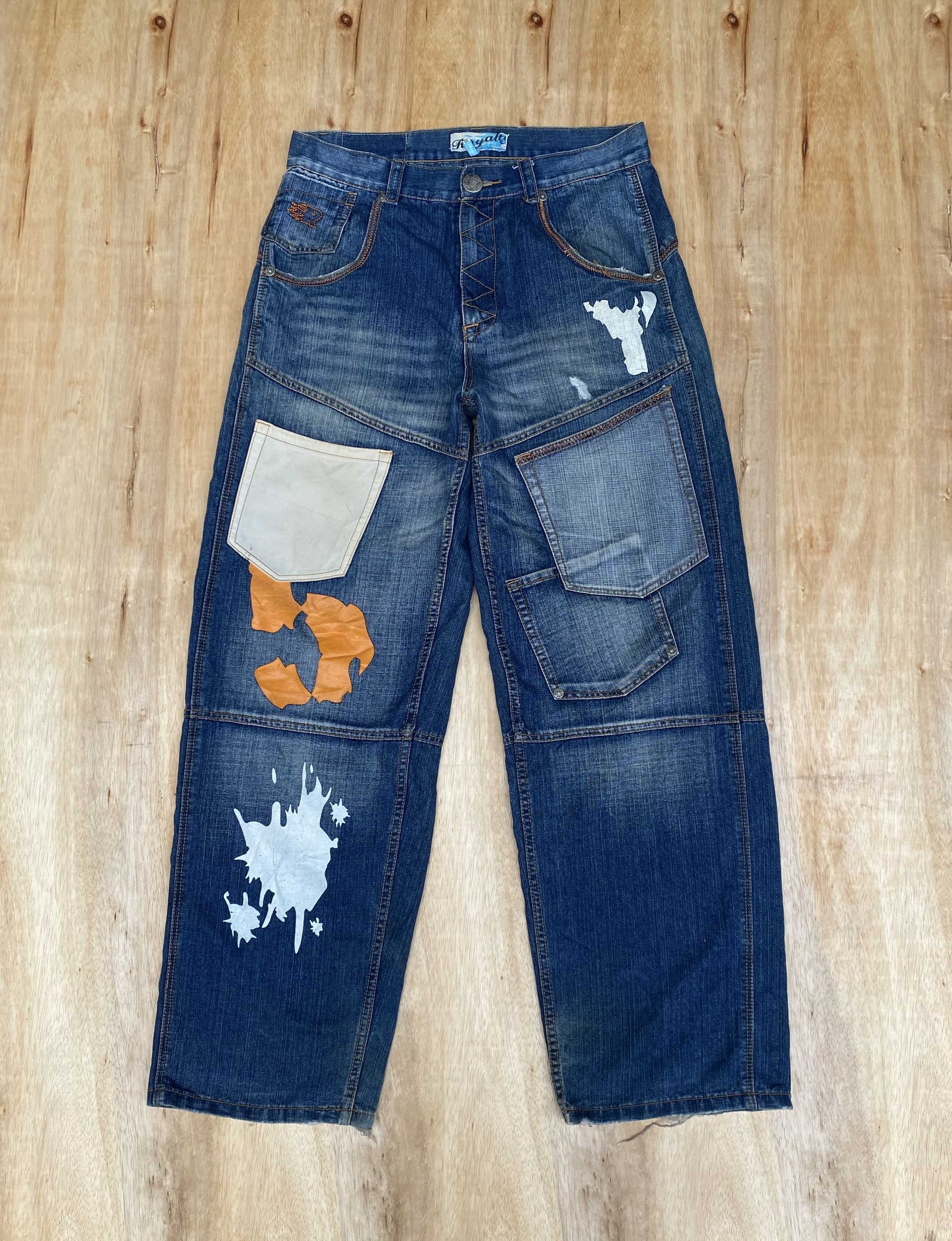 Fubu × JNCO Royalty No 5 Painted Baggy Wide Multipocket jean W33x33 Size US 33 - 3 Thumbnail