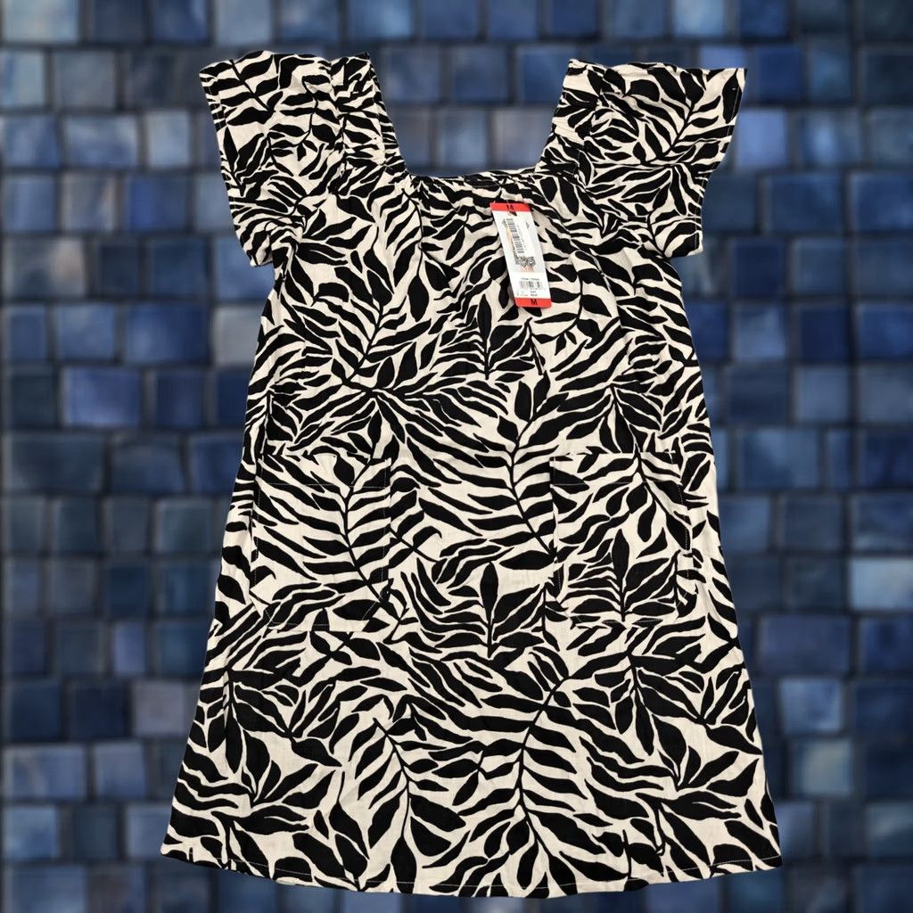 Nicole Miller Nicole Miller Original Dress Womens M Black Tropical Linen Shift Sundress Size M / US 6-8 / IT 42-44 - 1 Thumbnail
