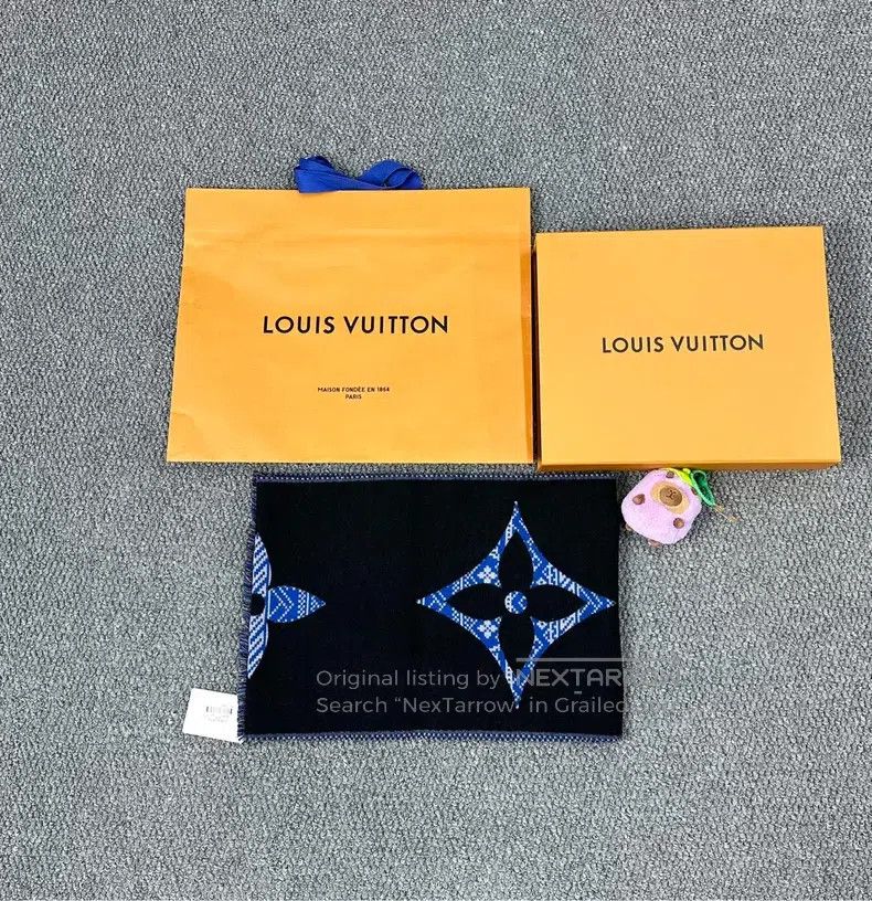 Louis Vuitton Louis Vuitton Black and blue color-matching large logo dou Size ONE SIZE - 3 Thumbnail