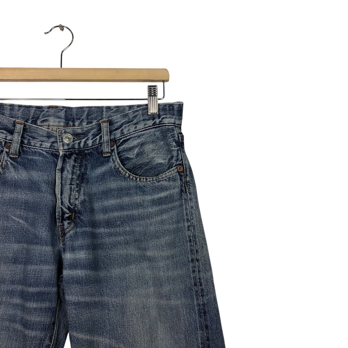 Japanese Brand Denim & Dungaree Distressed Straight Fit Sanforized Denim Size 32" / US 10 / IT 46 - 7 Thumbnail