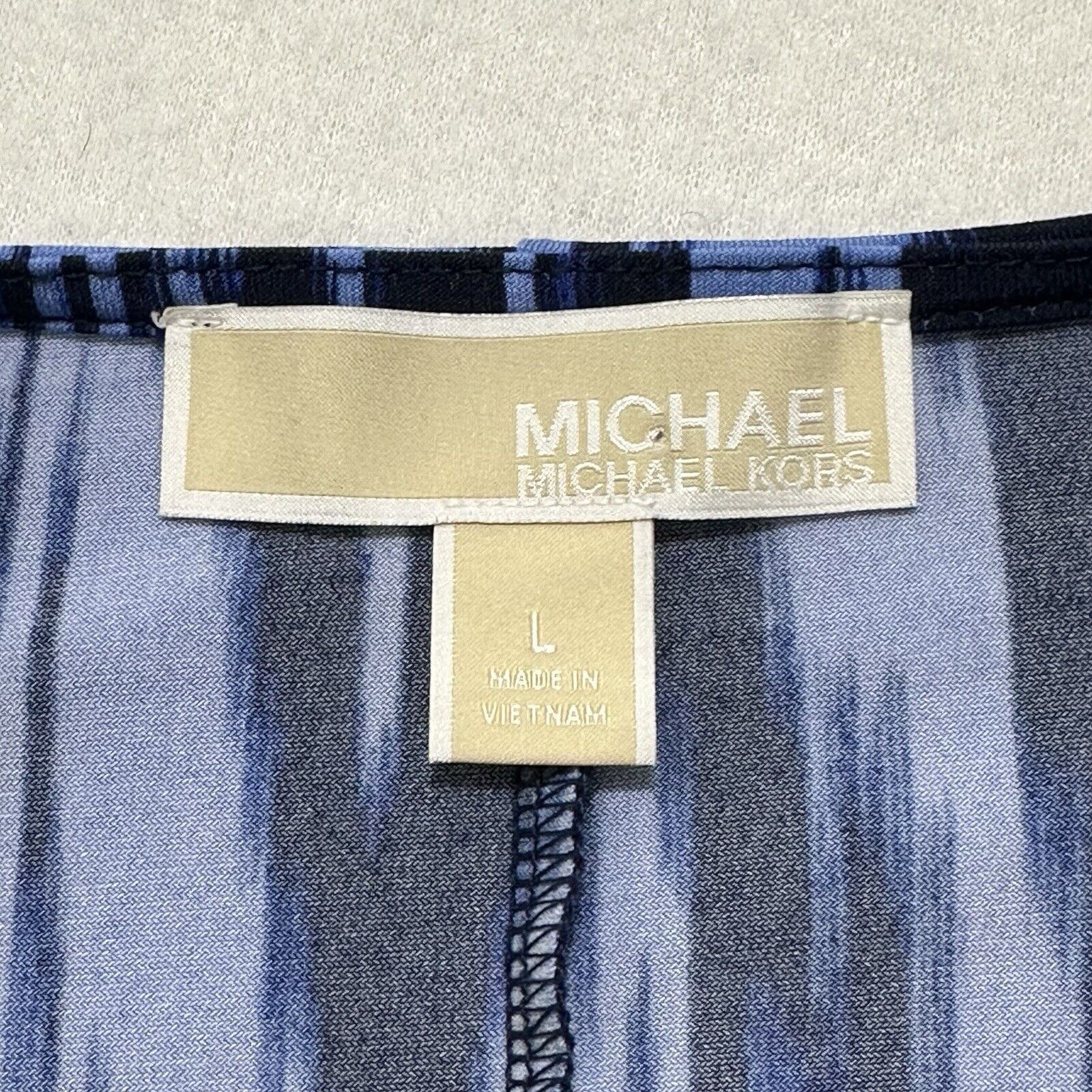 Michael Kors Michael Kors Large Blue V-Neck Blouse Kaftan Top Eyelet Size L / US 10 / IT 46 - 2 Thumbnail