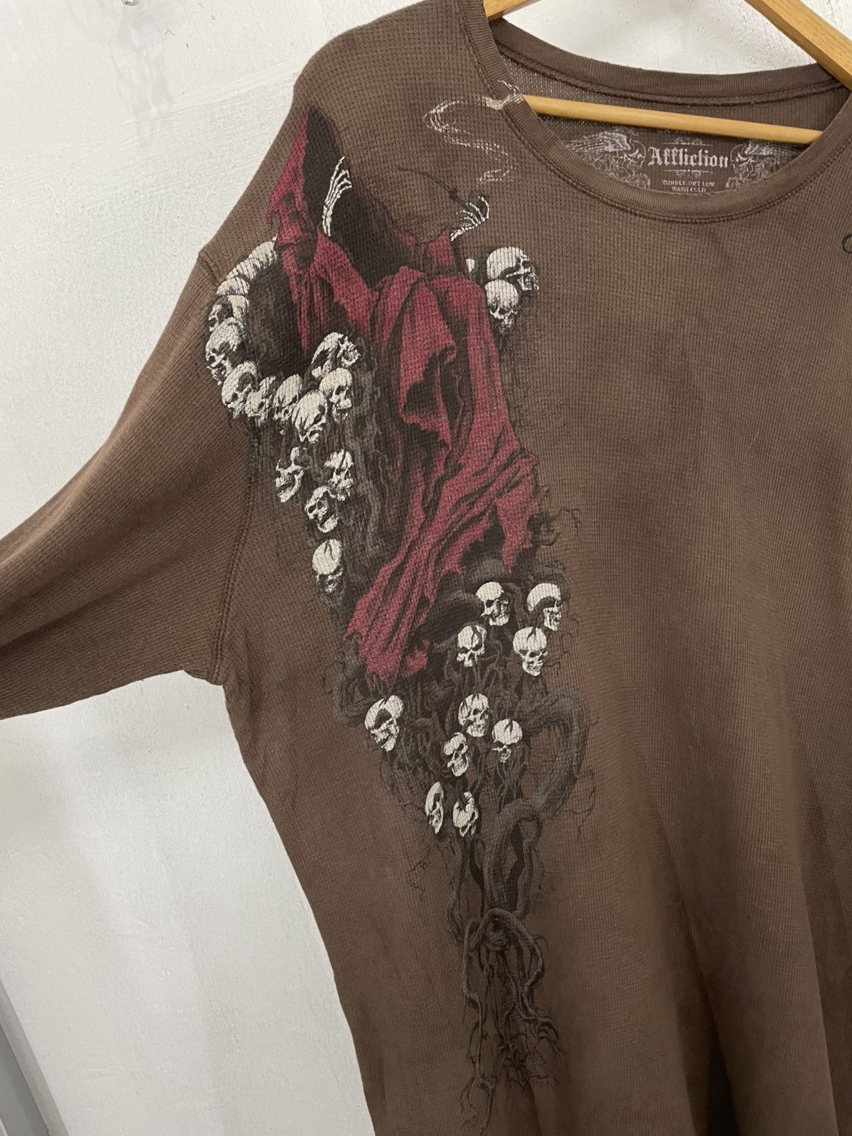 Affliction × Southpole Affliction Skull Demon Root Hell Waffle Long Tee Size US XXL / EU 58 / 5 - 7 Thumbnail