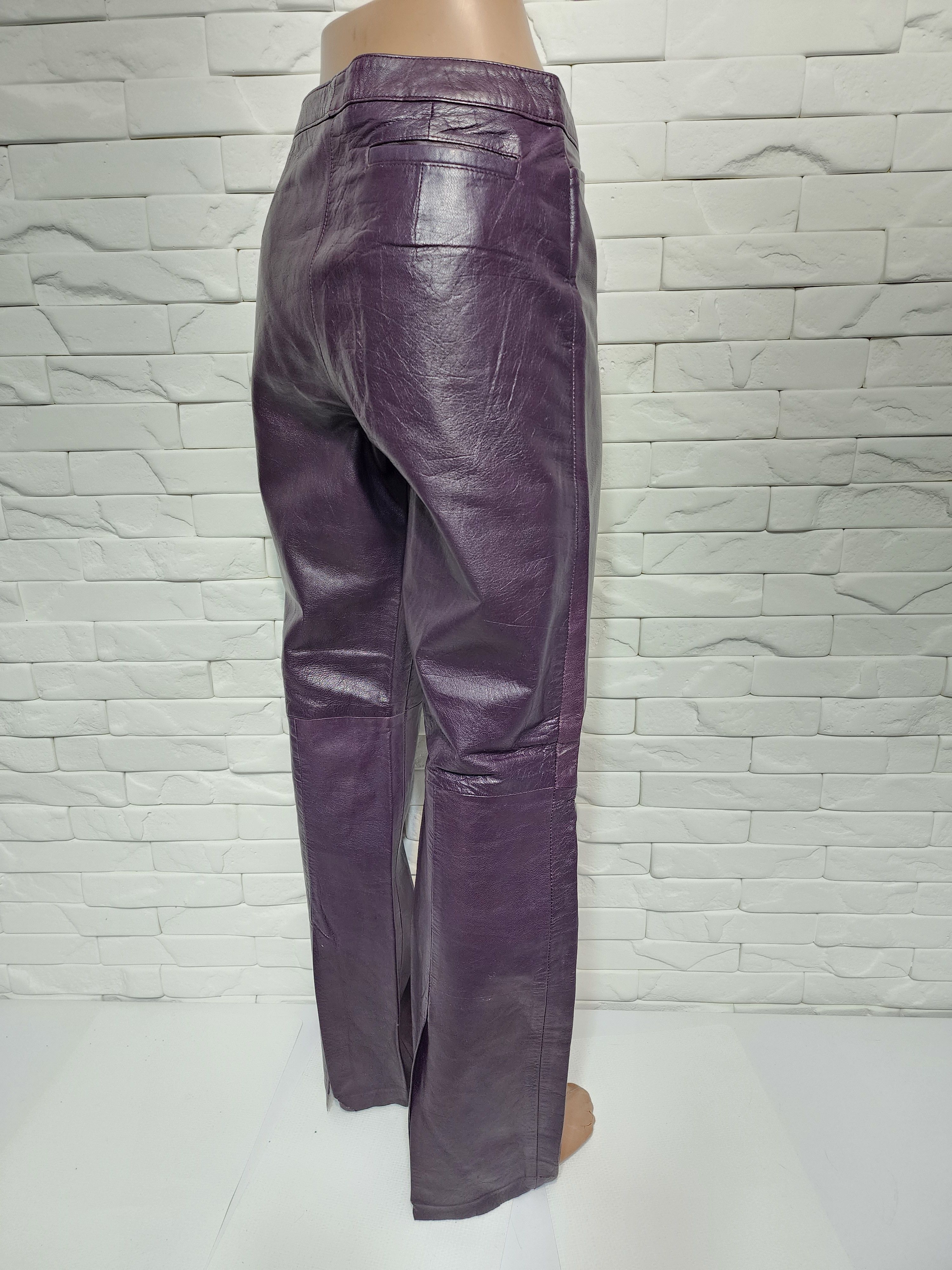 Genuine Leather Women's purple leather pants. Size 28" / US 6 / IT 42 - 8 Thumbnail