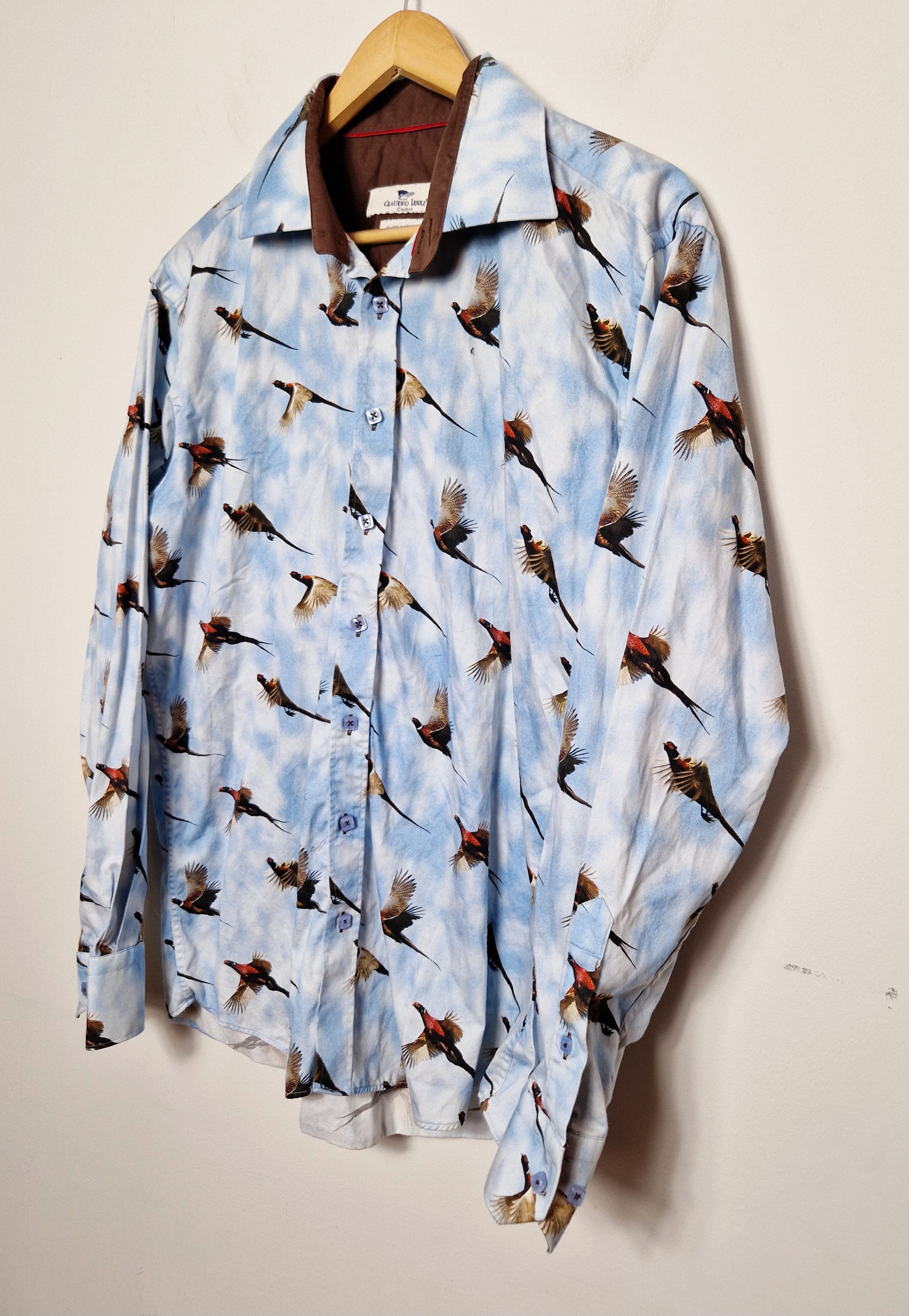 Japanese Brand × Vintage vintage flying pheasants birds sky printed shirt Size US XL / EU 56 / 4 - 3 Thumbnail