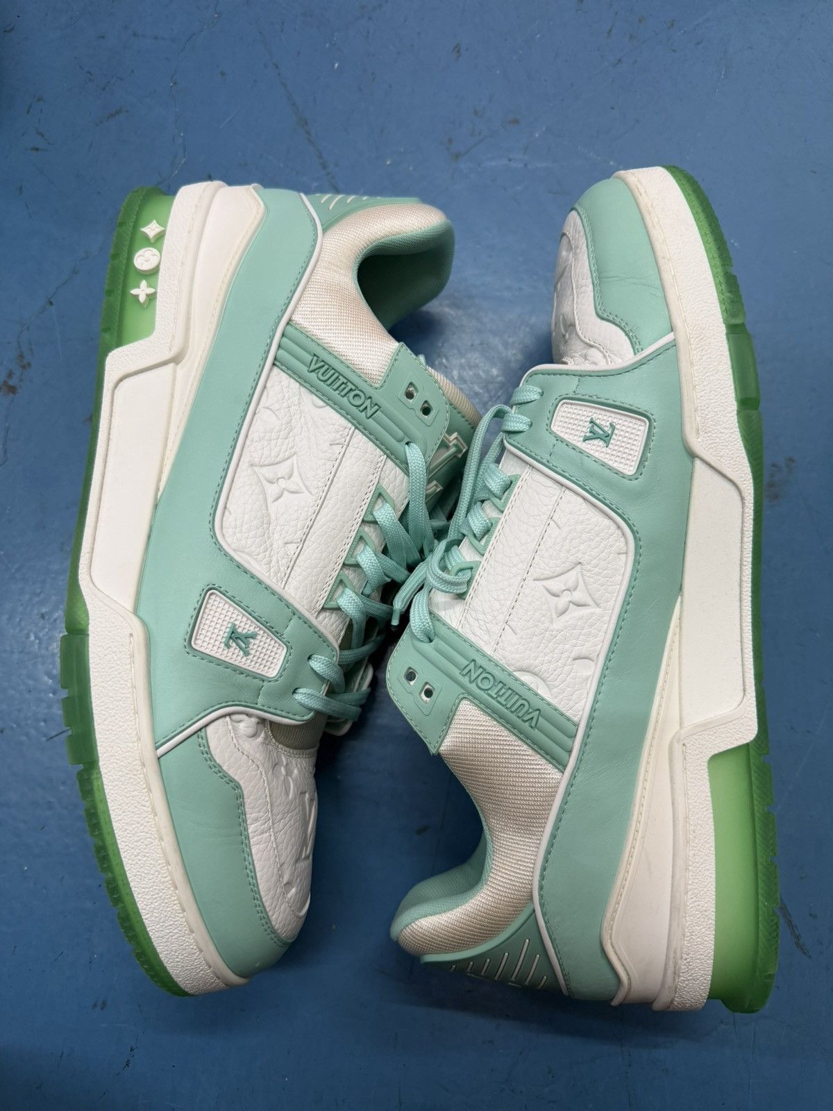 Louis Vuitton LOUIS VUITTON TEAL SNEAKERS Size US 12 / EU 45 - 2 Thumbnail
