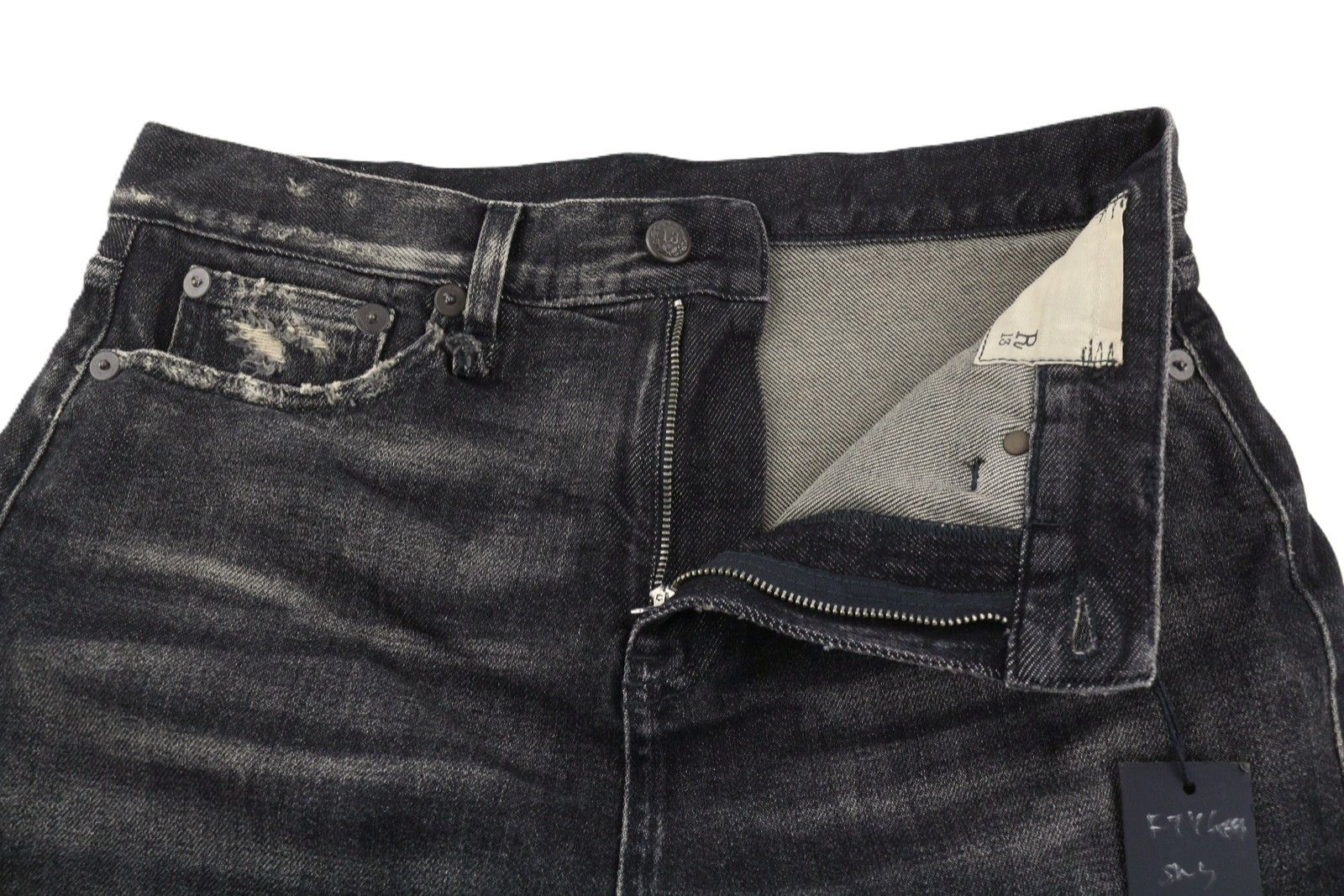 R13 NEW DOUBLE CLASSIC 27 Abbey Black Faded Skirted 85819 Size 27" / US 4 / IT 40 - 5 Thumbnail