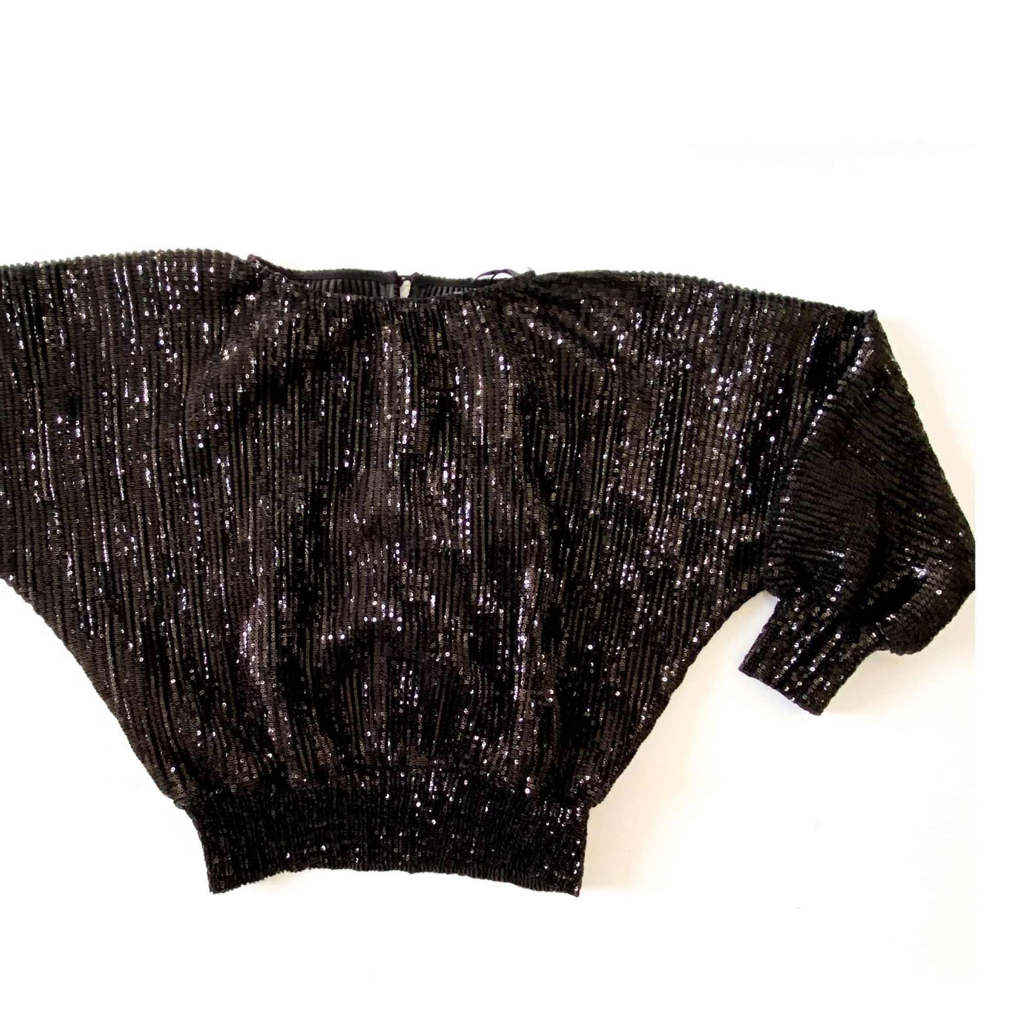 Rta RtA Pippa Black Sequin Long-Sleeve Top Size XXS, New with t Size XXS / US 00 / IT 34 - 6 Thumbnail
