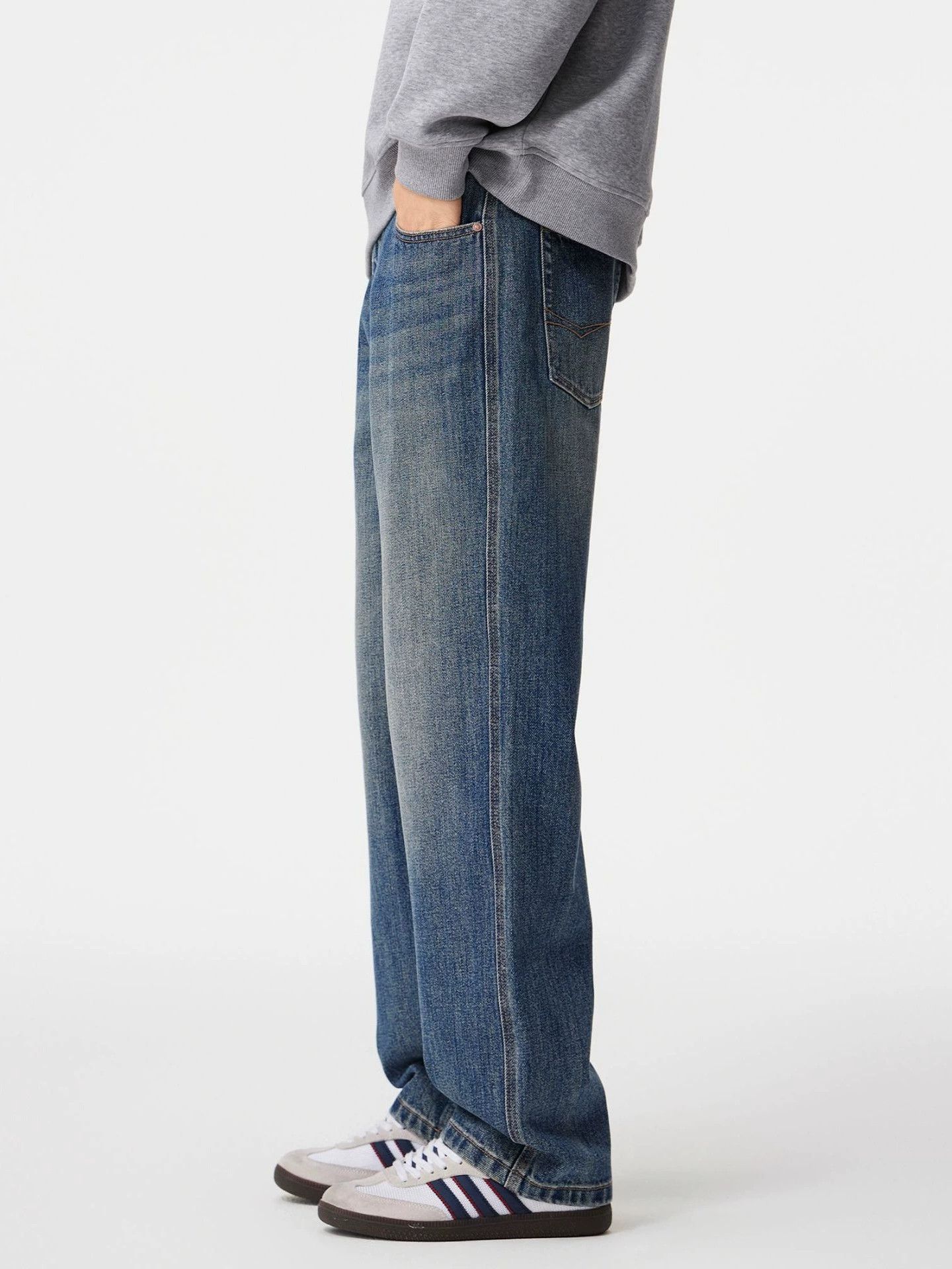 Japanese Brand Men's Blue Wide-Leg Retro Loose Casual Straight Leg Jeans Size US 32 / EU 48 - 3 Thumbnail