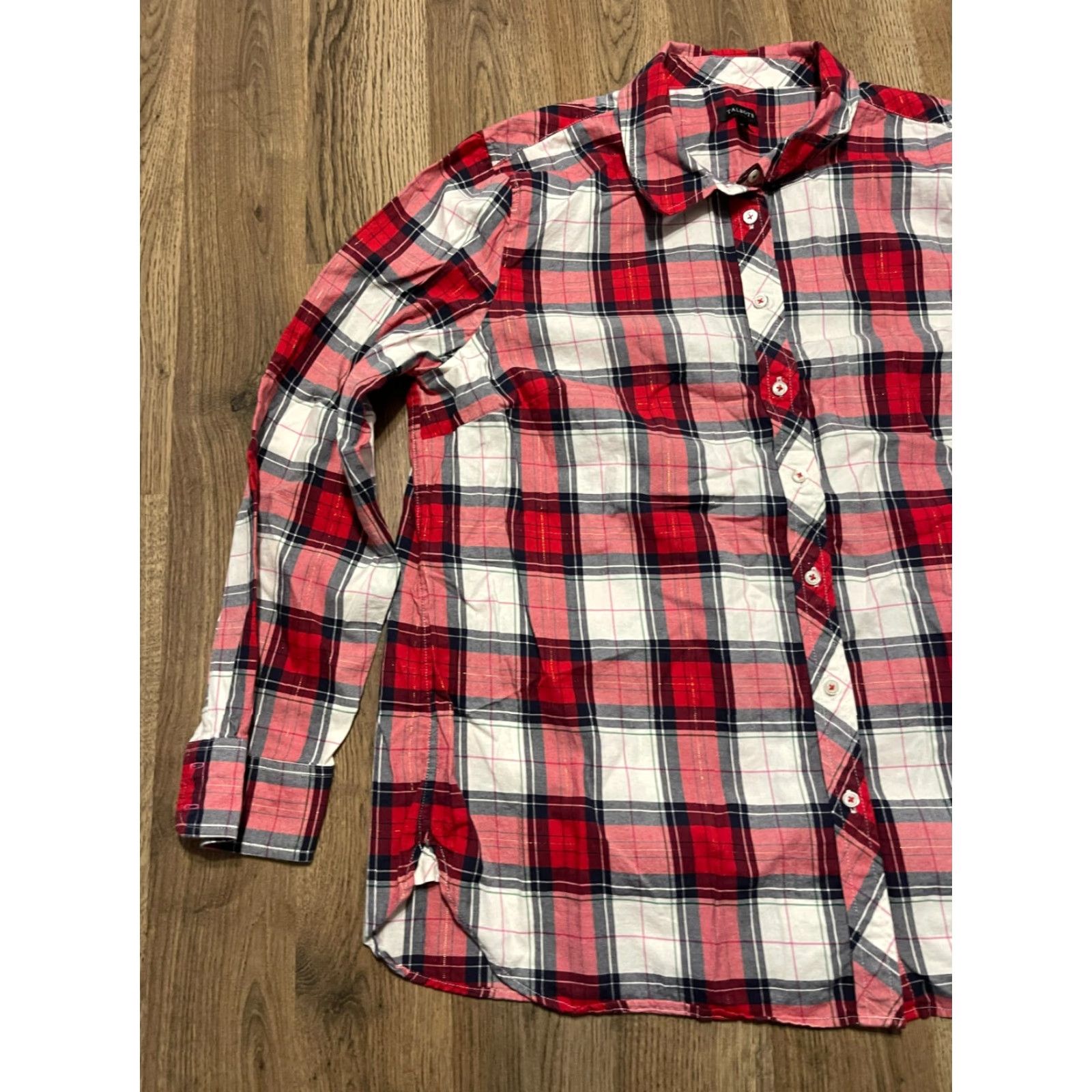 Talbots **Women's Talbots XL Red White Plaid Button-Up Long Sleeve Shirt** User: Women's Talbots XL Red White Plaid Button-Up Long Sleeve Shirt Size XL / US 12-14 / IT 48-50 - 3 Thumbnail