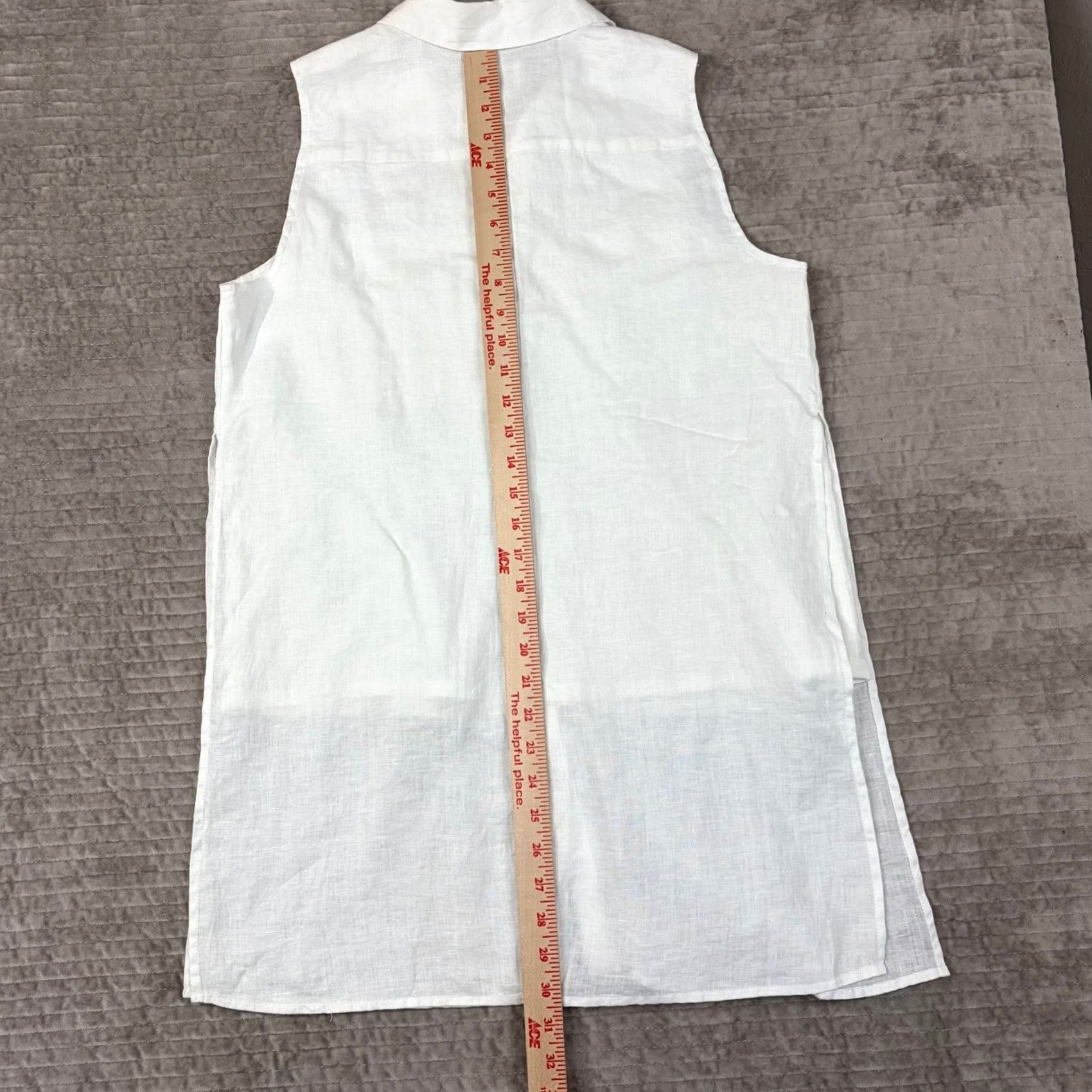 Vintage Chico's Sleeveless Linen Tunic Top White Button Front Pockets Petite 1 M 8P Womens Tunic Size M / US 6-8 / IT 42-44 - 5 Thumbnail