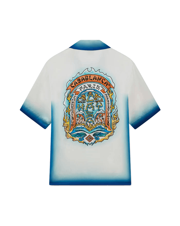Casablanca Casablanca "Casa Way Skate" Silk Short Sleeve White Shirt Size US XXL / EU 58 / 5 - 2 Thumbnail