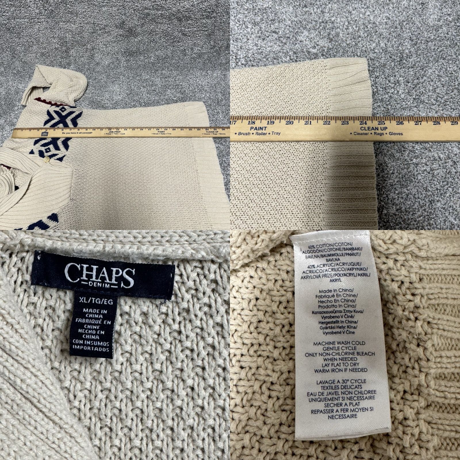 Chaps Chaps Sweater Womens XL Fair Isle Aztec Shawl Collar Warm Cozy Boho Grandpa Y2K Size XL / US 12-14 / IT 48-50 - 8 Thumbnail