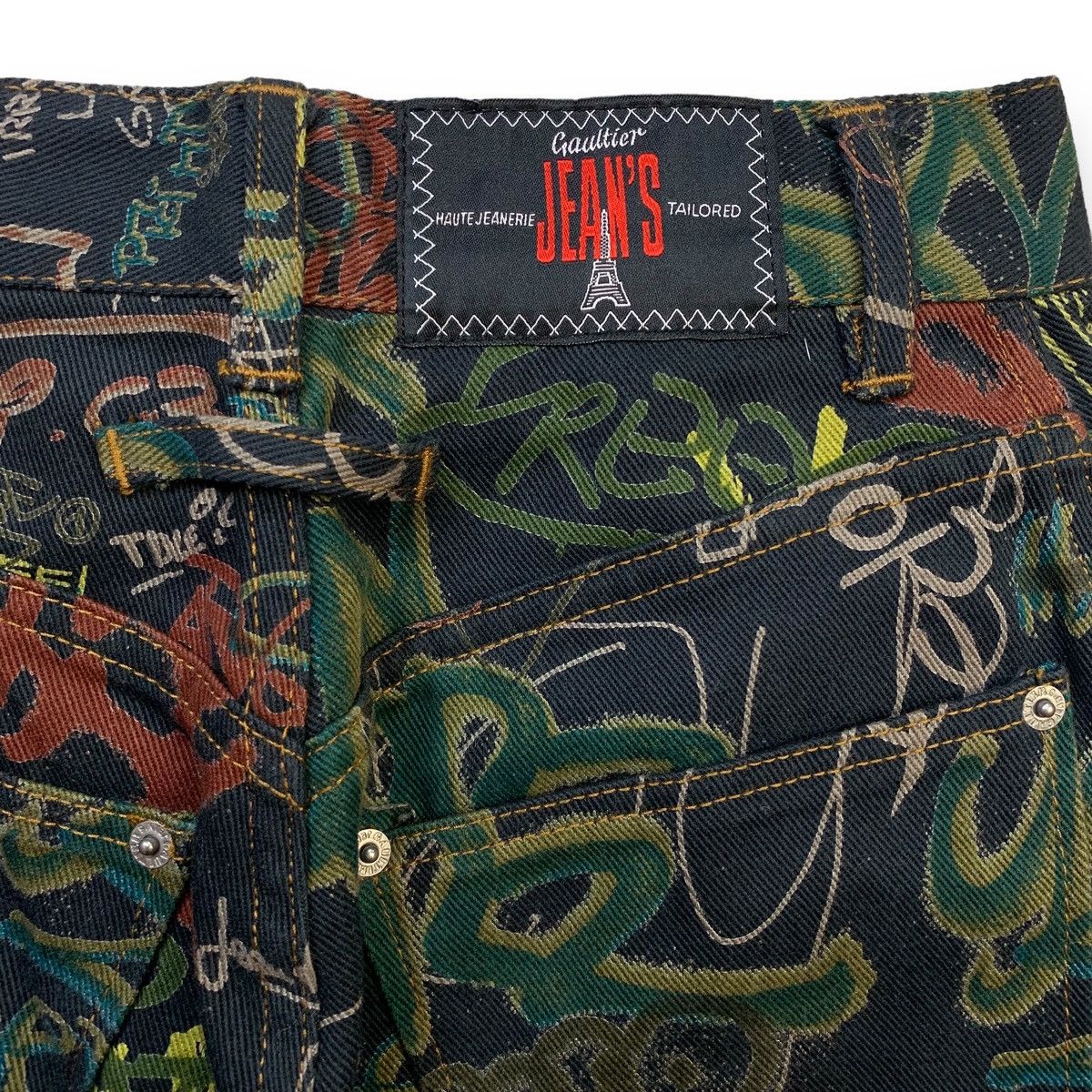Jean Paul Gaultier Vtg archive jean paul gaultier ss 94 graffiti denim pants Size US 26 / EU 42 - 6 Thumbnail