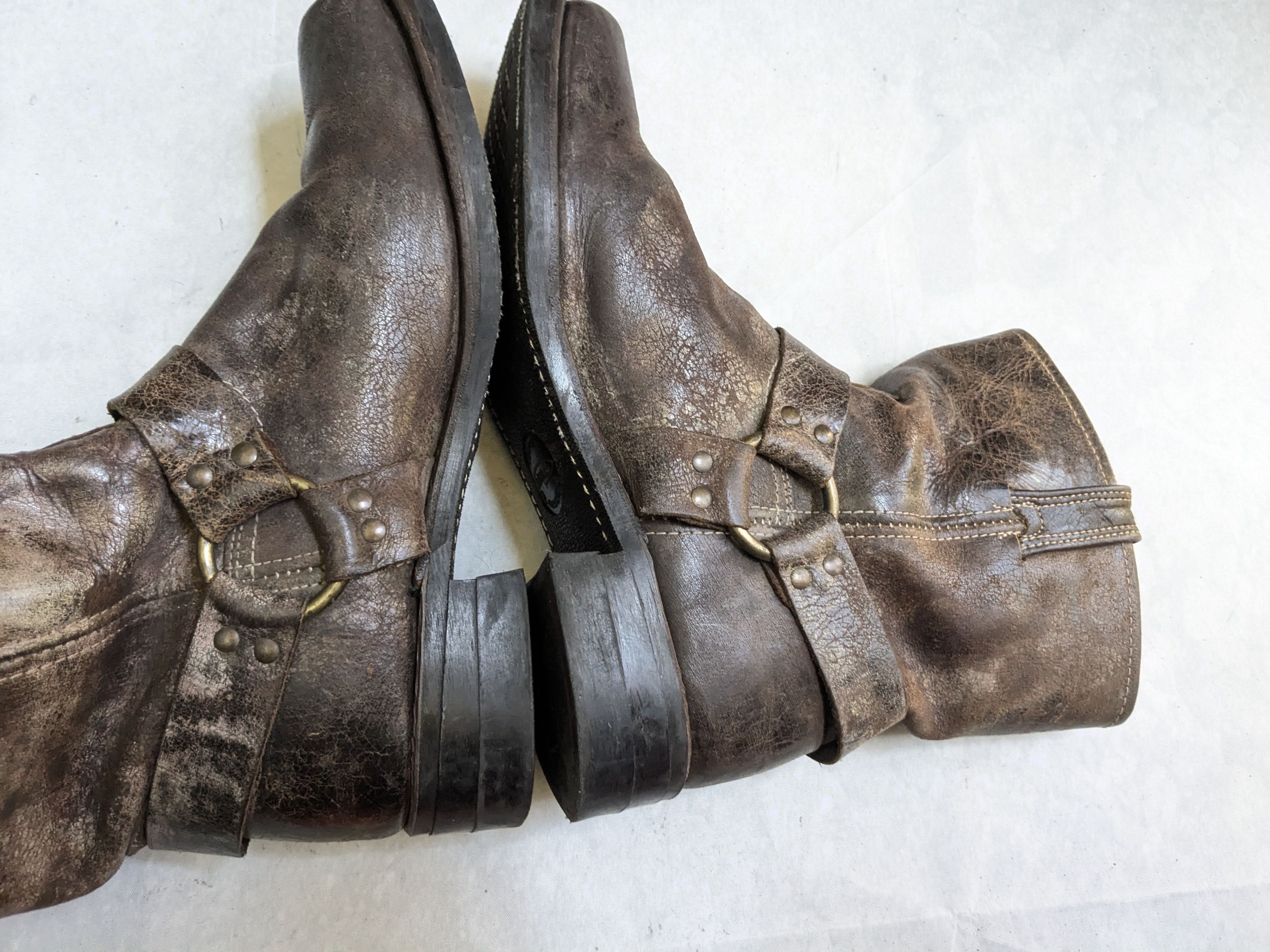 Frye Frye Harness Brown 13 M Leather Strap Buckle Size US 13 / EU 46 - 11 Thumbnail