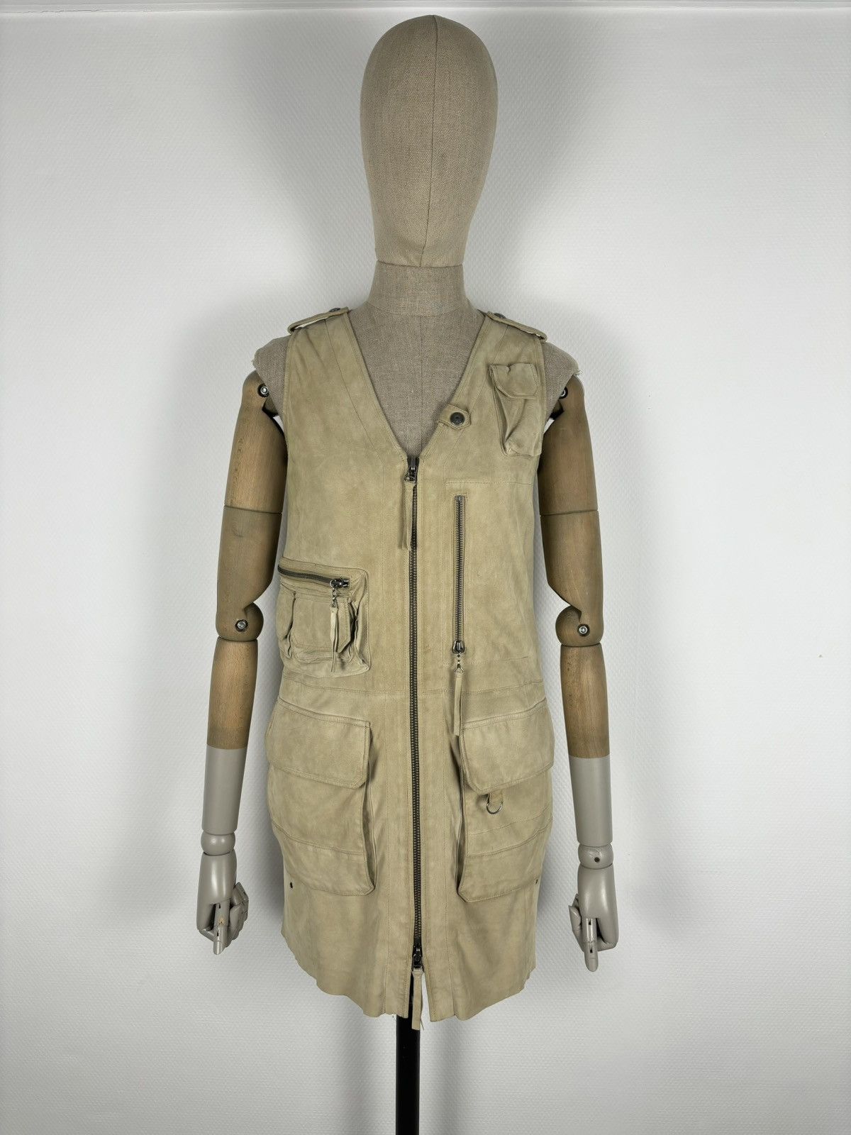 RRL Ralph Lauren × Ralph Lauren × Ralph Lauren Purple Label VTG 90's RALPH LAUREN Suede-Leather Multi-Pocket Zip Gilet Cargo Vest Jacket 2 Size XS / US 0-2 / IT 36-38 - 2 Thumbnail