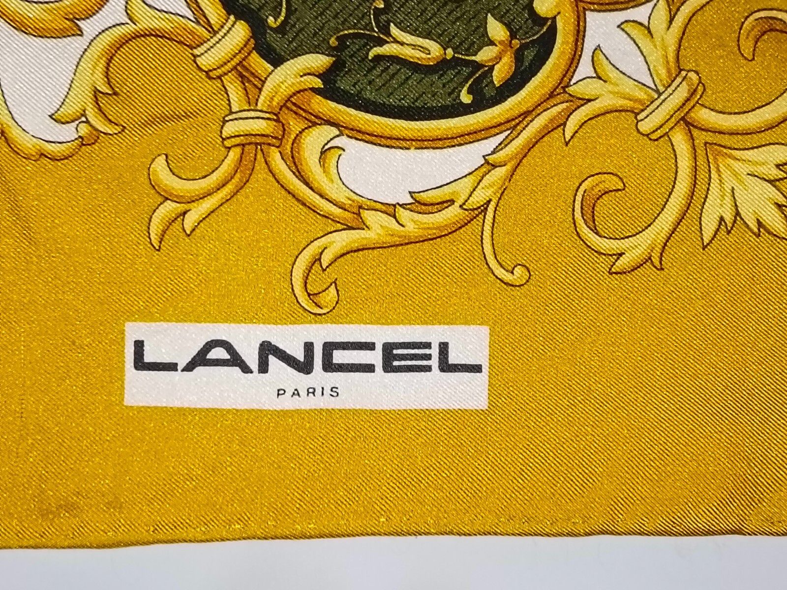Lancel LANCEL Paris Victorian Baroque Gold Vintage Silk Scarf Size ONE SIZE - 2 Thumbnail