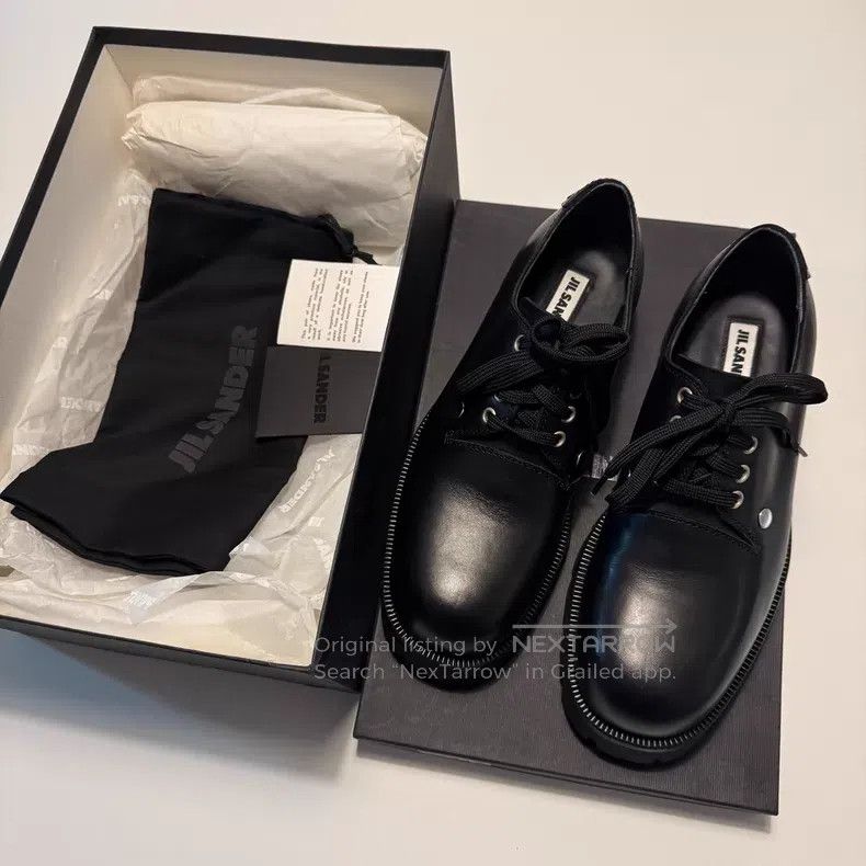 Jil Sander Jil Sander Riveted low-top lace-up leather shoes Size US 7 / EU 40 - 1 Thumbnail