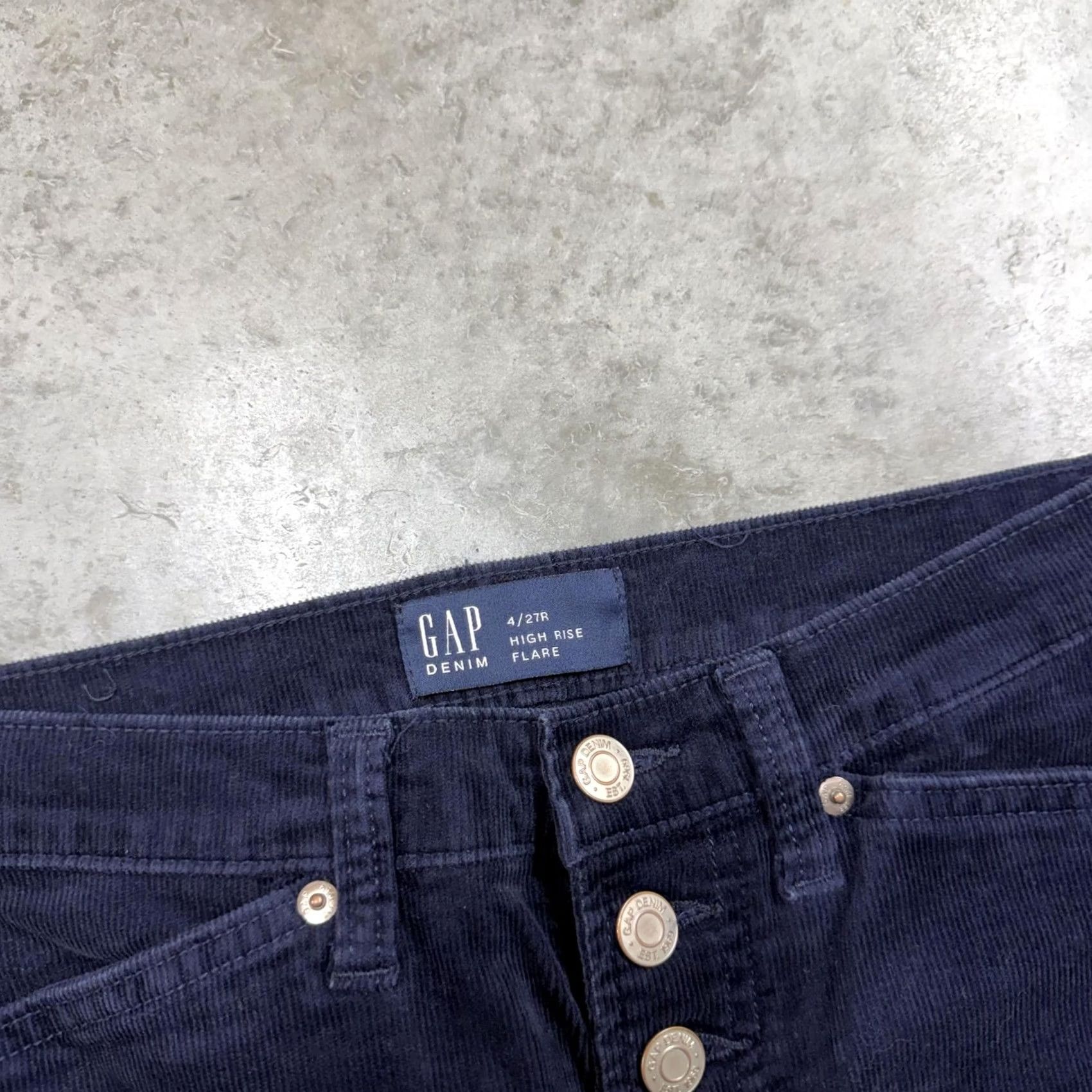 Gap Gap Blue Corduroy High Rise Flare Button Fly Chino Pants Womens 4/27R Casual Pockets 32in Inseam 27in Waist Size 27" / US 4 / IT 40 - 2 Thumbnail