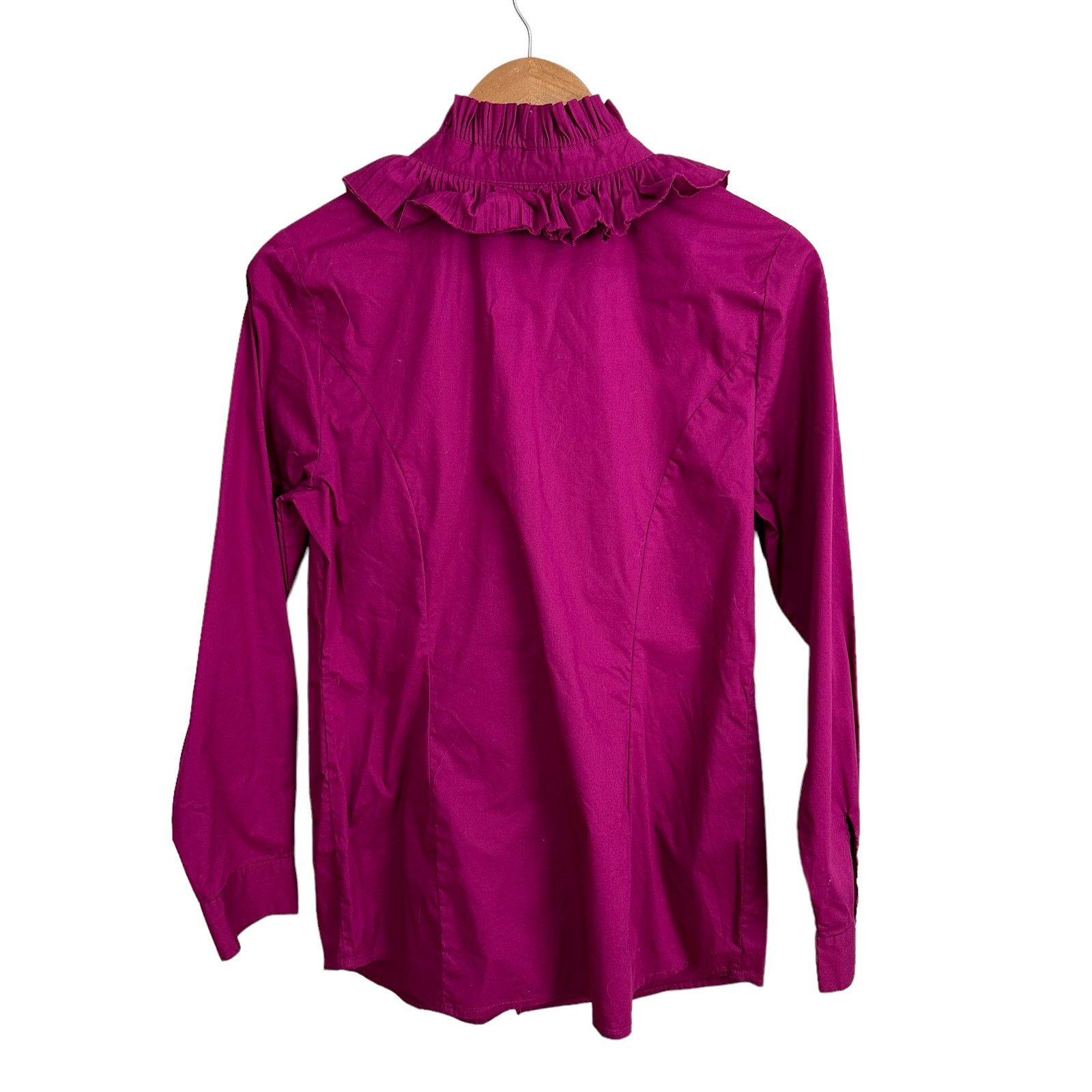 Other Magenta Pink Ruffle Tuxedo Blouse Top Button Down S Small Size S / US 4 / IT 40 - 2 Thumbnail