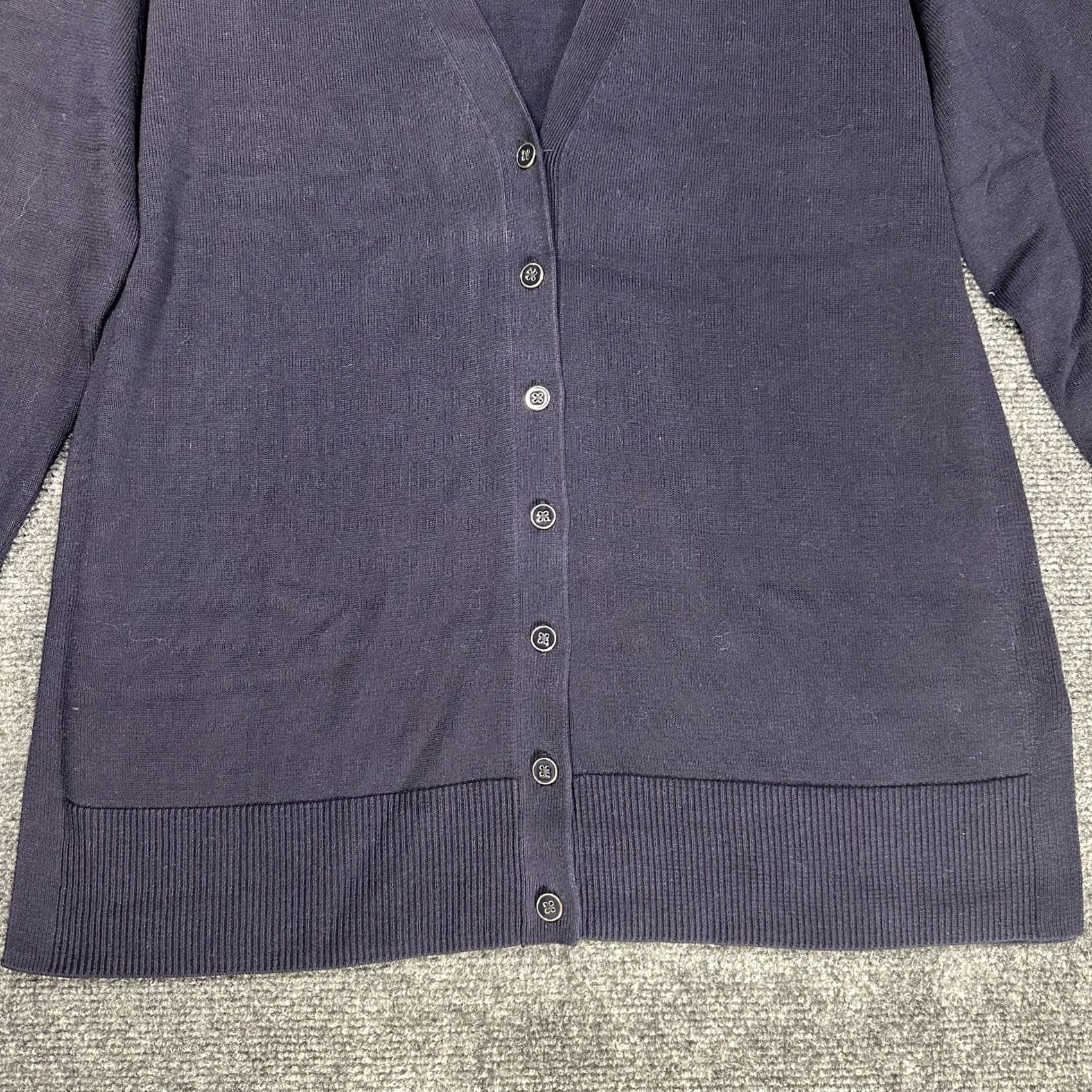 Talbots Talbots Cardigan Sweater Womens Small Navy Blue Cotton Blend Button Front V Neck Size S / US 4 / IT 40 - 2 Thumbnail