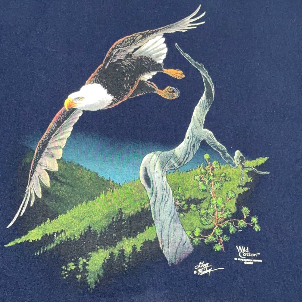 Vintage VINTAGE Wild Cotton Eagle Shirt Adult XL Blue USA 90s Nature Animals Manatee Art Y2K Size US XL / EU 56 / 4 - 2 Thumbnail