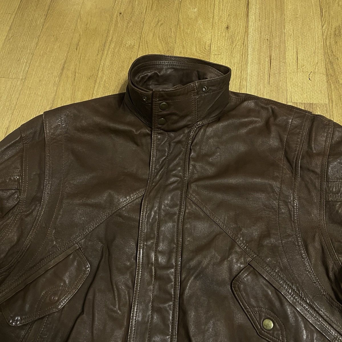 Other Vintage Brown Leather Bomber Jacket • Paisley Lining • XL Size US XL / EU 56 / 4 - 6 Thumbnail