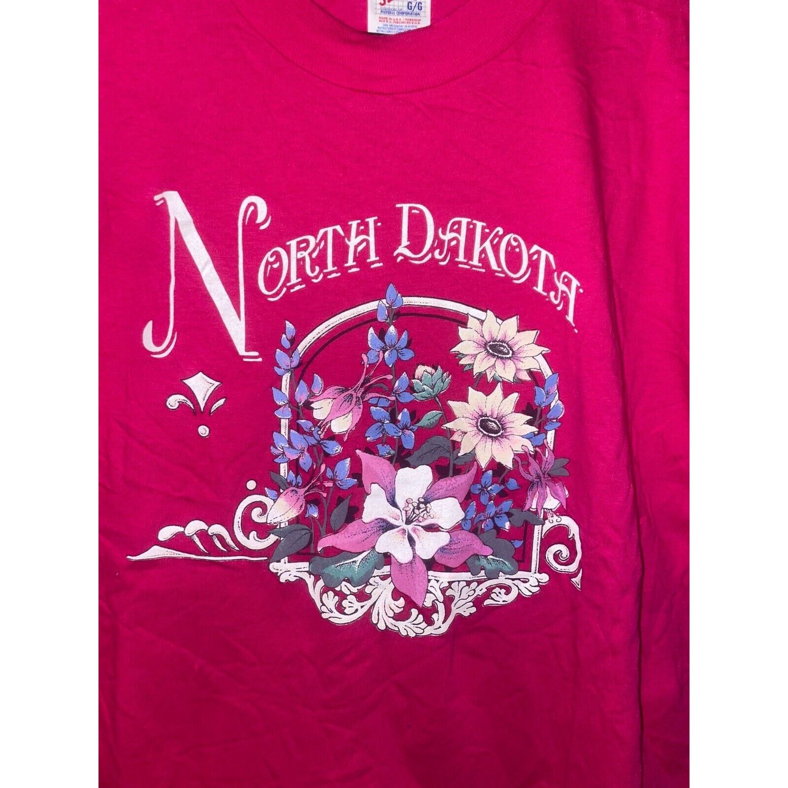 Jerzees Vintage North Dakota Shirt Wild Flowers Pink Tee VTG 90s L Size US L / EU 52-54 / 3 - 2 Thumbnail