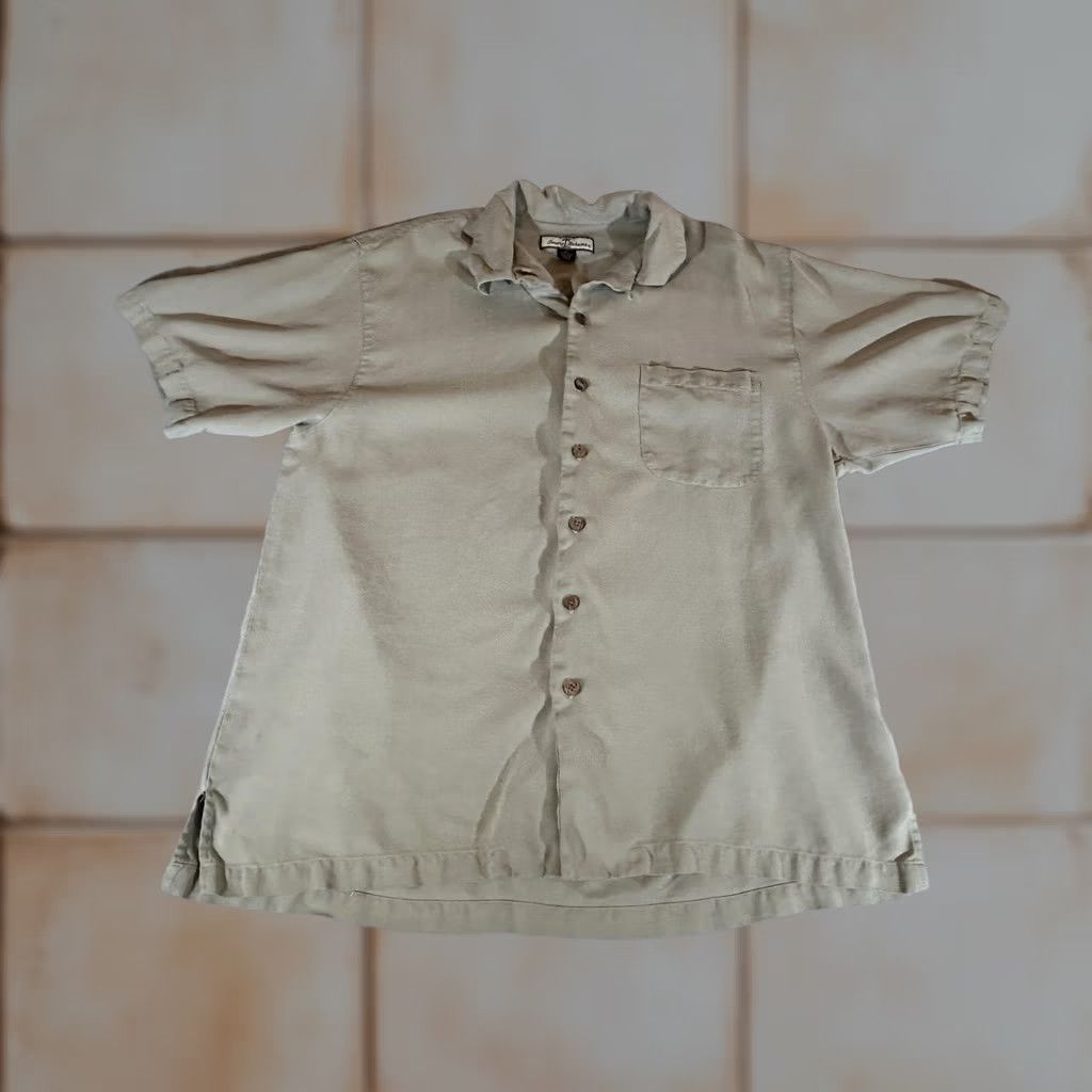 Tommy Bahama Tommy Bahama Shirt Mens XL Tan Silk Camp Embroidered Relaxed Button-Up Hawaiian Tropical Size US XL / EU 56 / 4 - 1 Thumbnail