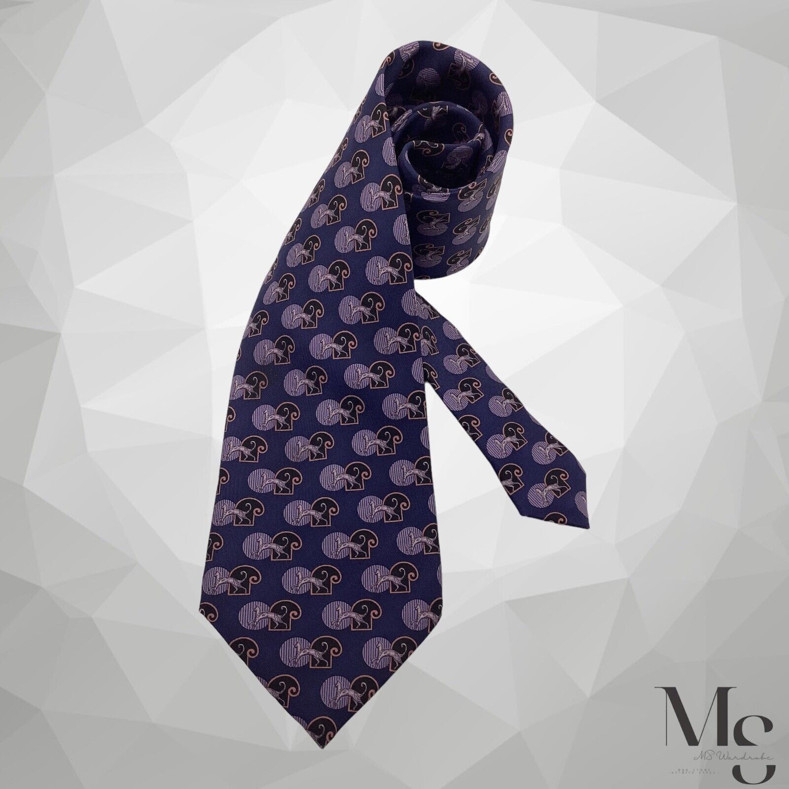 Lanvin LANVIN PARIS XL Purple Pharaoh Cat Silk Tie Made In France W Size ONE SIZE - 1 Thumbnail