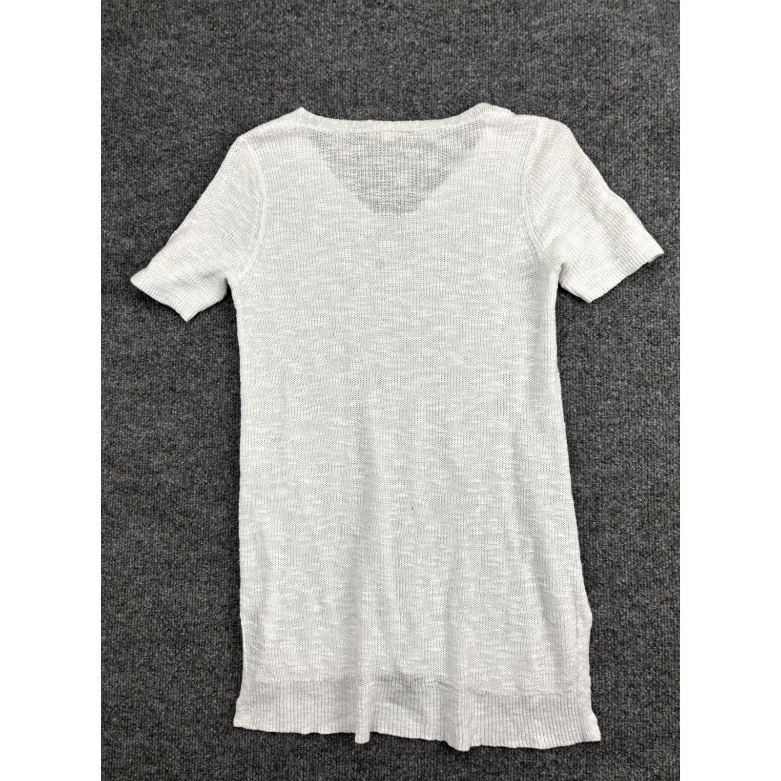 Eileen Fisher EILEEN FISHER Sweater Tunic Womens Petite PP White Linen Cotton V Neck Knit Short Sleeve Open-Knit Casual Spring Summer Womens Size XXS / US 00 / IT 34 - 6 Thumbnail