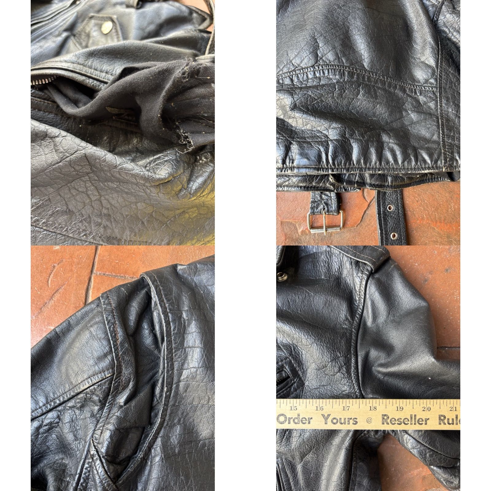 Vintage VINTAGE Diamond Leather Motorcycle Jacket Women’s 38 Black Size XS / US 0-2 / IT 36-38 - 11 Thumbnail