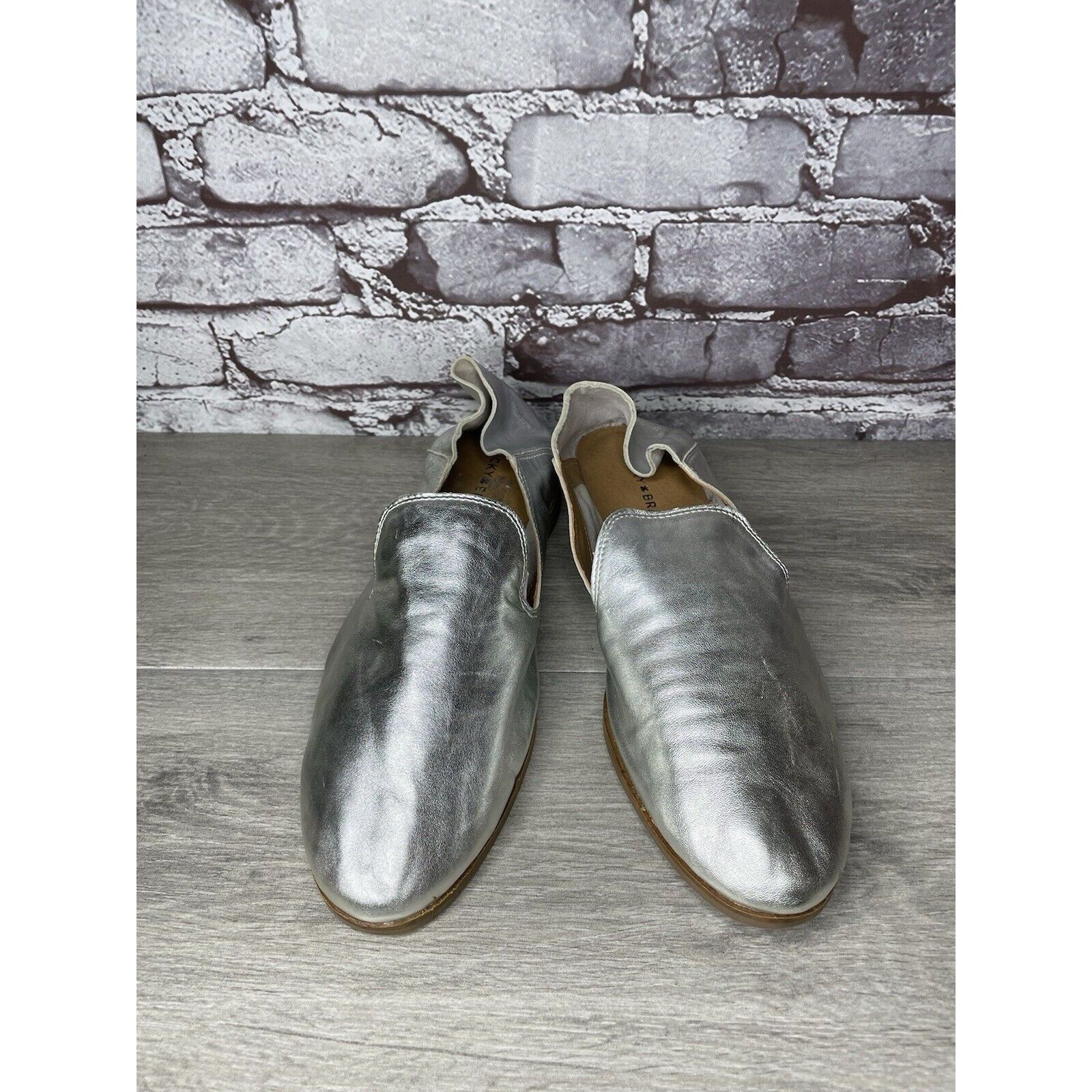 Lucky Brand Lucky Brand Metallic Silver Leather Slip On Loafers Flats Sh Size US 11 / IT 41 - 4 Thumbnail