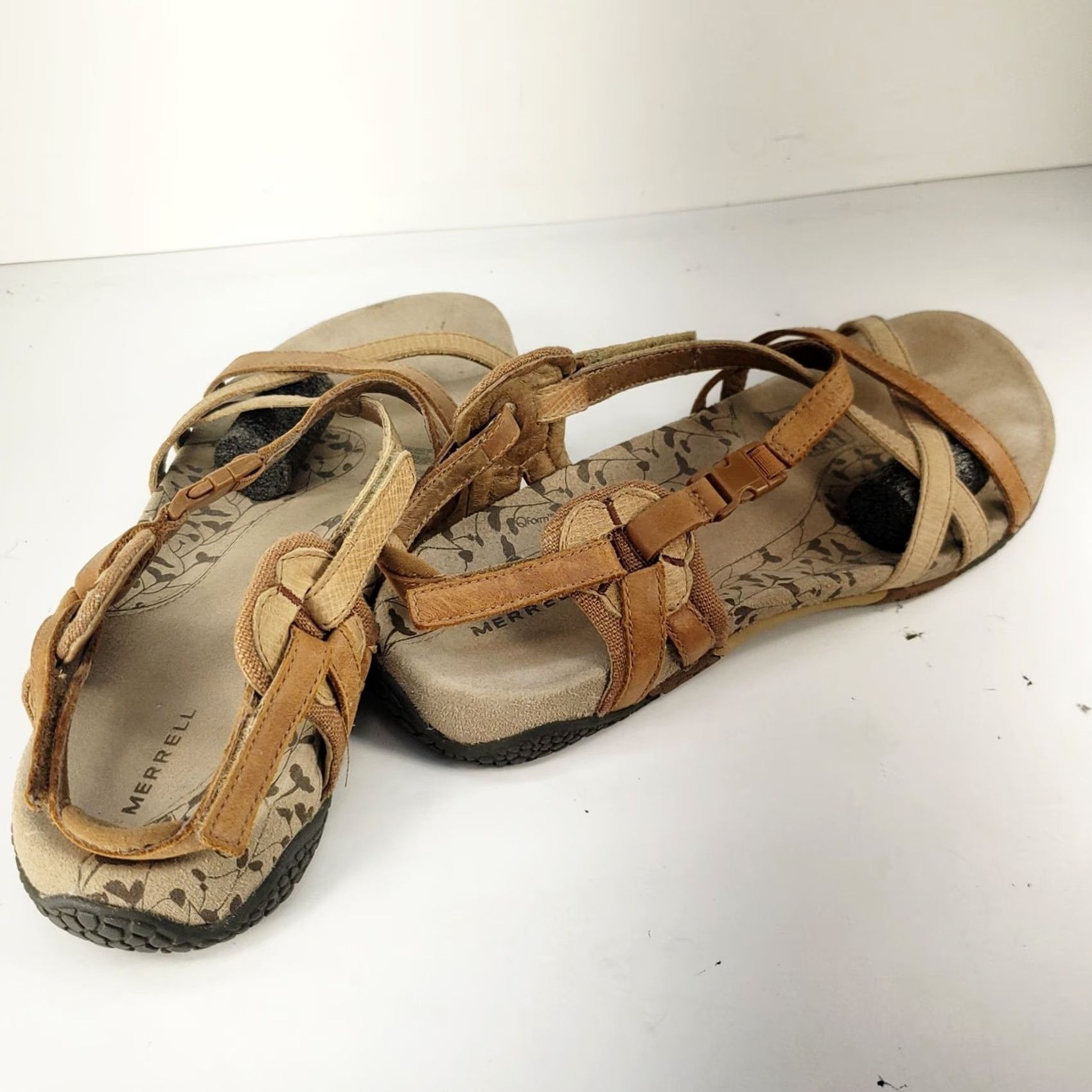 Merrell Merrell Sandal Women Brown Leather Open Toe Strappy San Remo Flat Buckle Shoe 9 USA Size US 9 / IT 39 - 4 Thumbnail