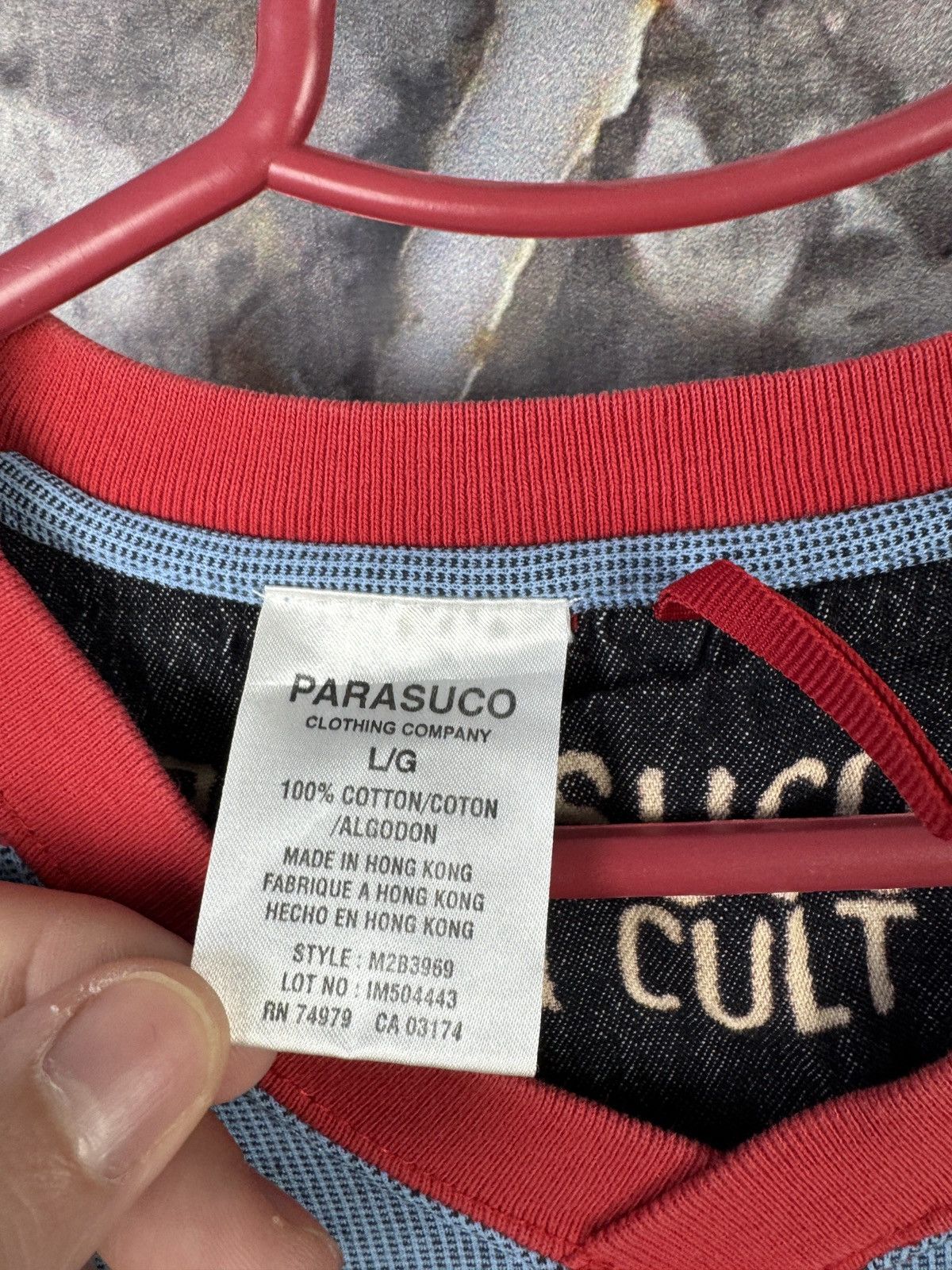 Parasuco Parasuco V-Neck Thermal Shirt Blue Red Y2K Long Sleeve Men’s Size US L / EU 52-54 / 3 - 6 Thumbnail