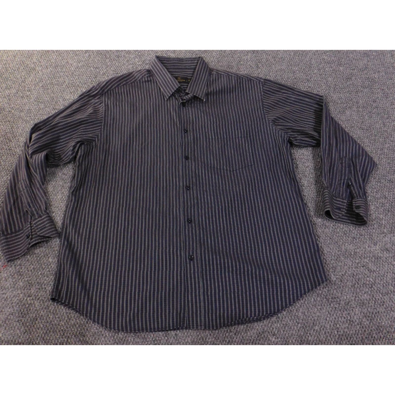 BUGATCHI Bugatchi Uomo Shirt XL blue striped classic fit mens button up retro Size US XL / EU 56 / 4 - 2 Thumbnail