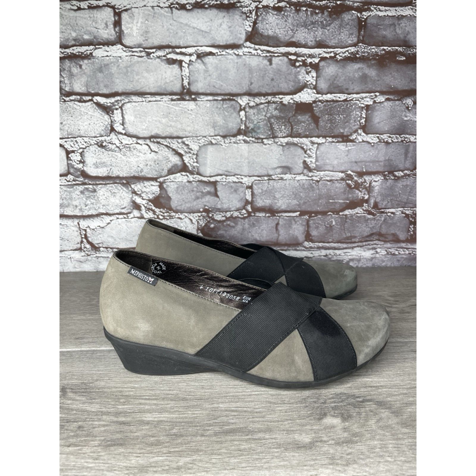 Mephisto Mephisto Aline Gray Nubuck Leather Black Strap Wedge Shoes W Size US 8.5 / IT 38.5 - 3 Thumbnail