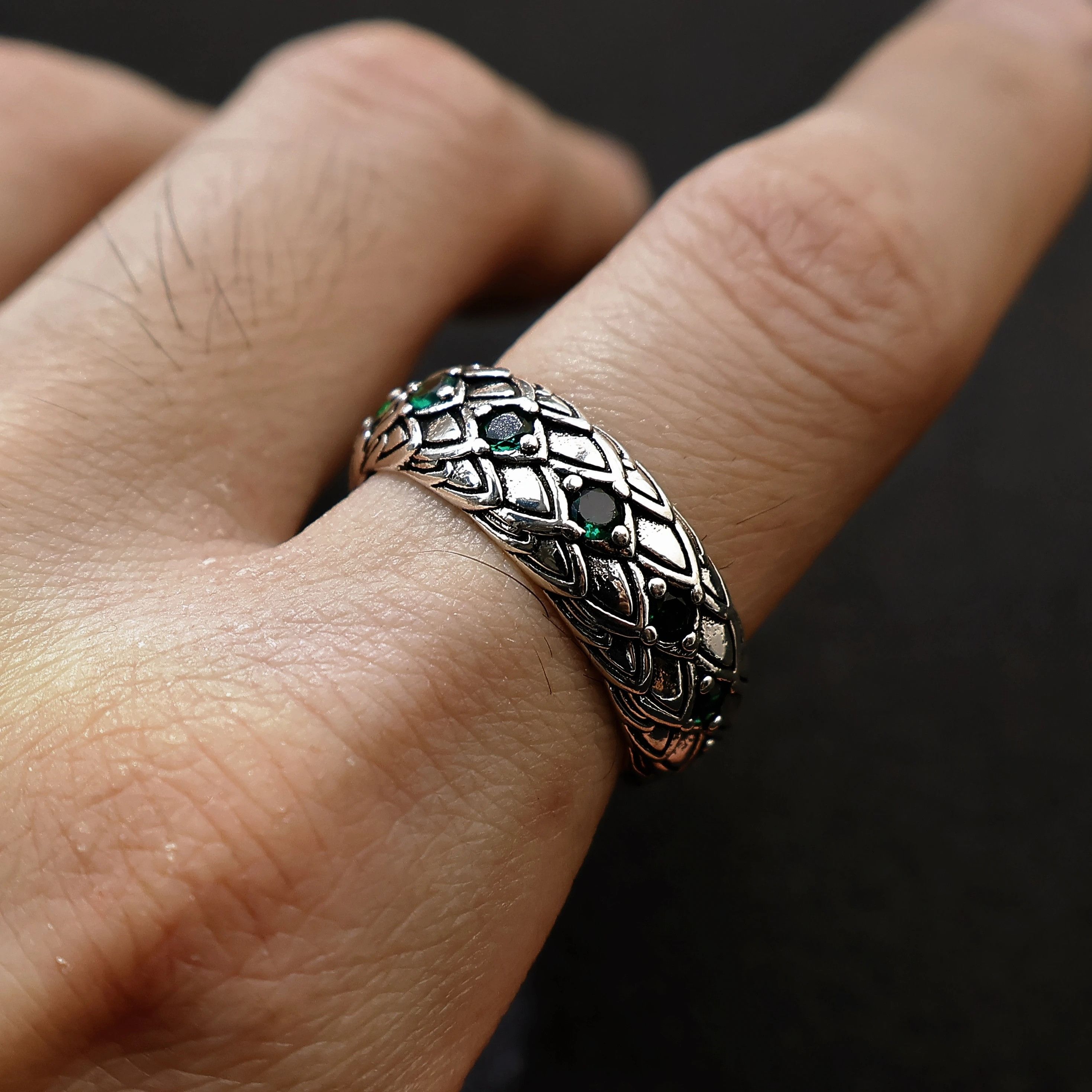 Vintage Retro Dragon Scales & Green Ring Size ONE SIZE - 5 Thumbnail