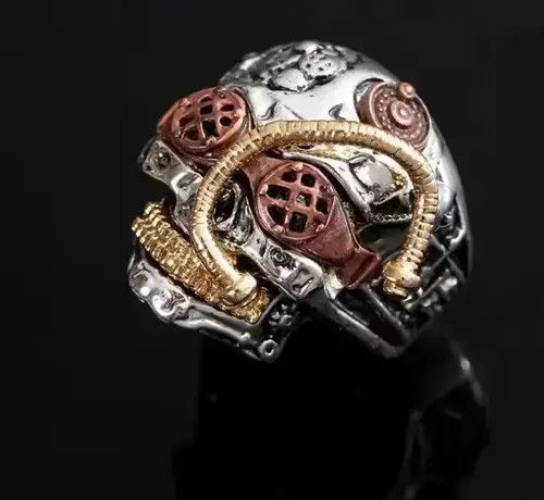 Other New hot selling machine gold skull head men's ring Size ONE SIZE - 2 Thumbnail