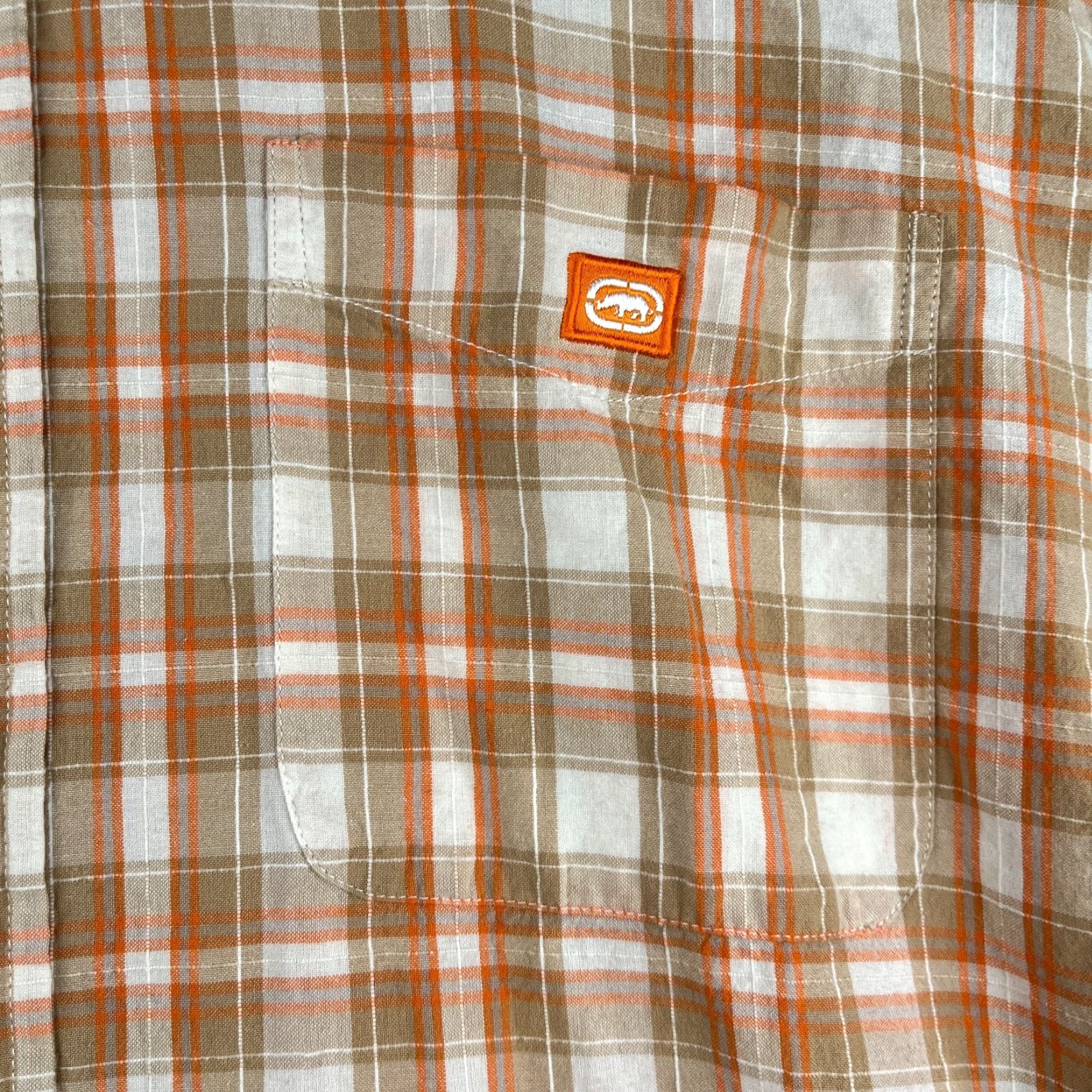 Ecko Unltd. Ecko Unltd Shirt XL Dwyer Orange Striped Button-Up Short Sleeve Mens Size US XL / EU 56 / 4 - 3 Thumbnail