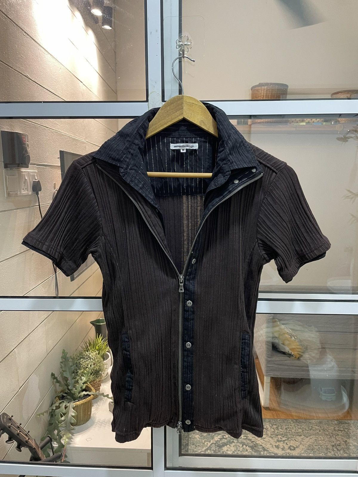 semanticdesign Semanticdesign Rare Double Layer Polos Zipper Pleated Shirt Size US S / EU 44-46 / 1 - 1 Thumbnail